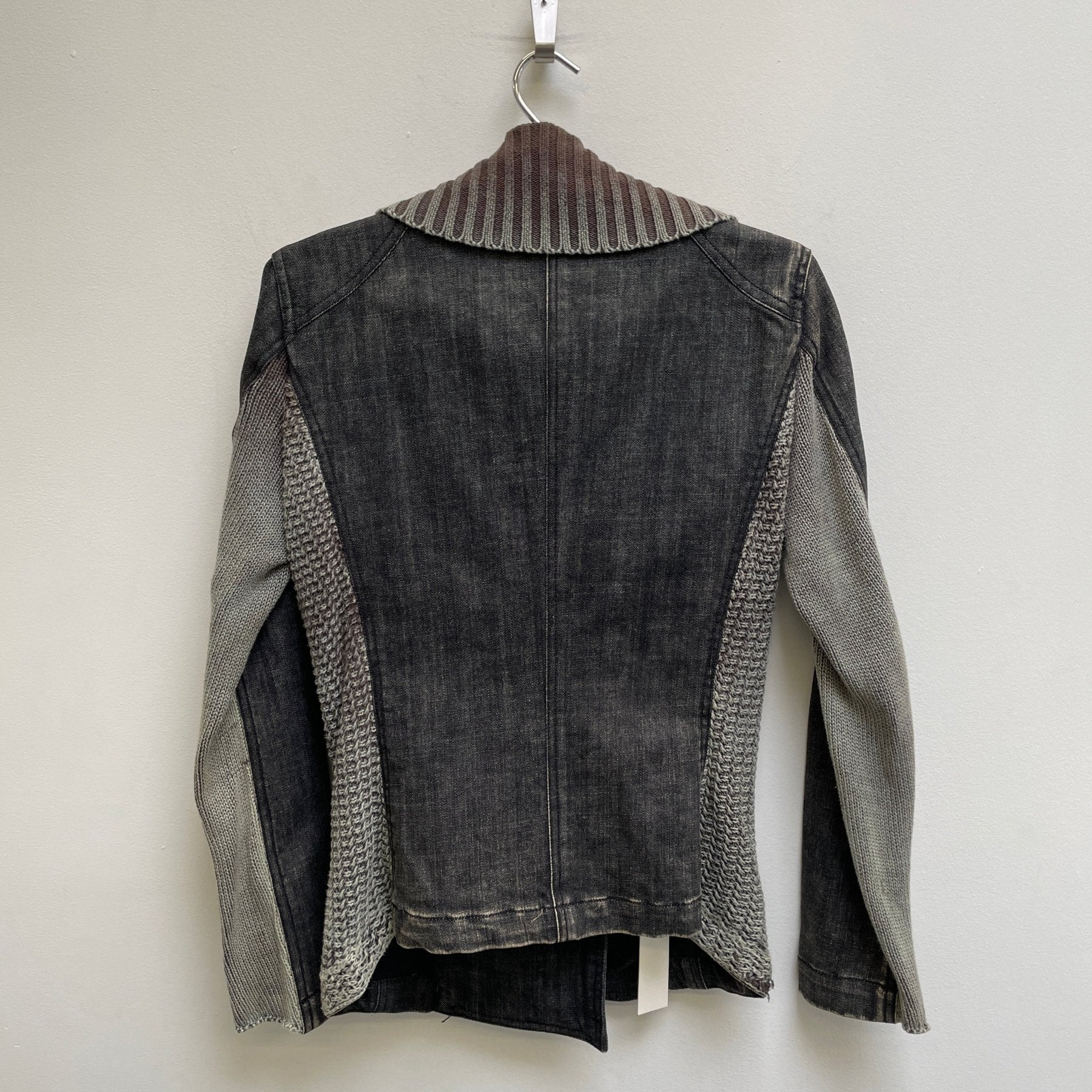 00s Atsuro Tayama High Neck Denim Knit Jacket - Image 2
