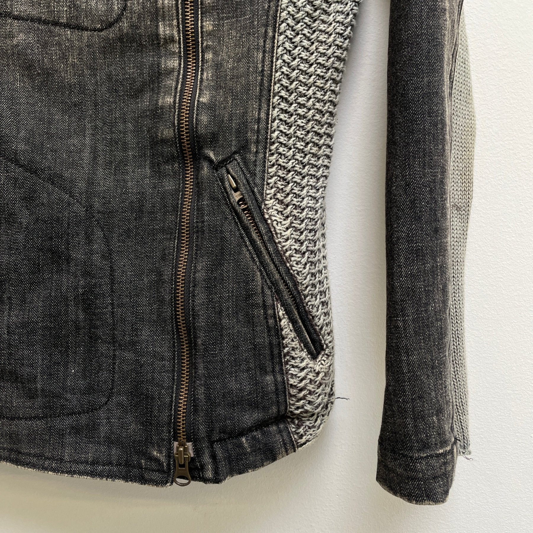 00s Atsuro Tayama High Neck Denim Knit Jacket - Image 6
