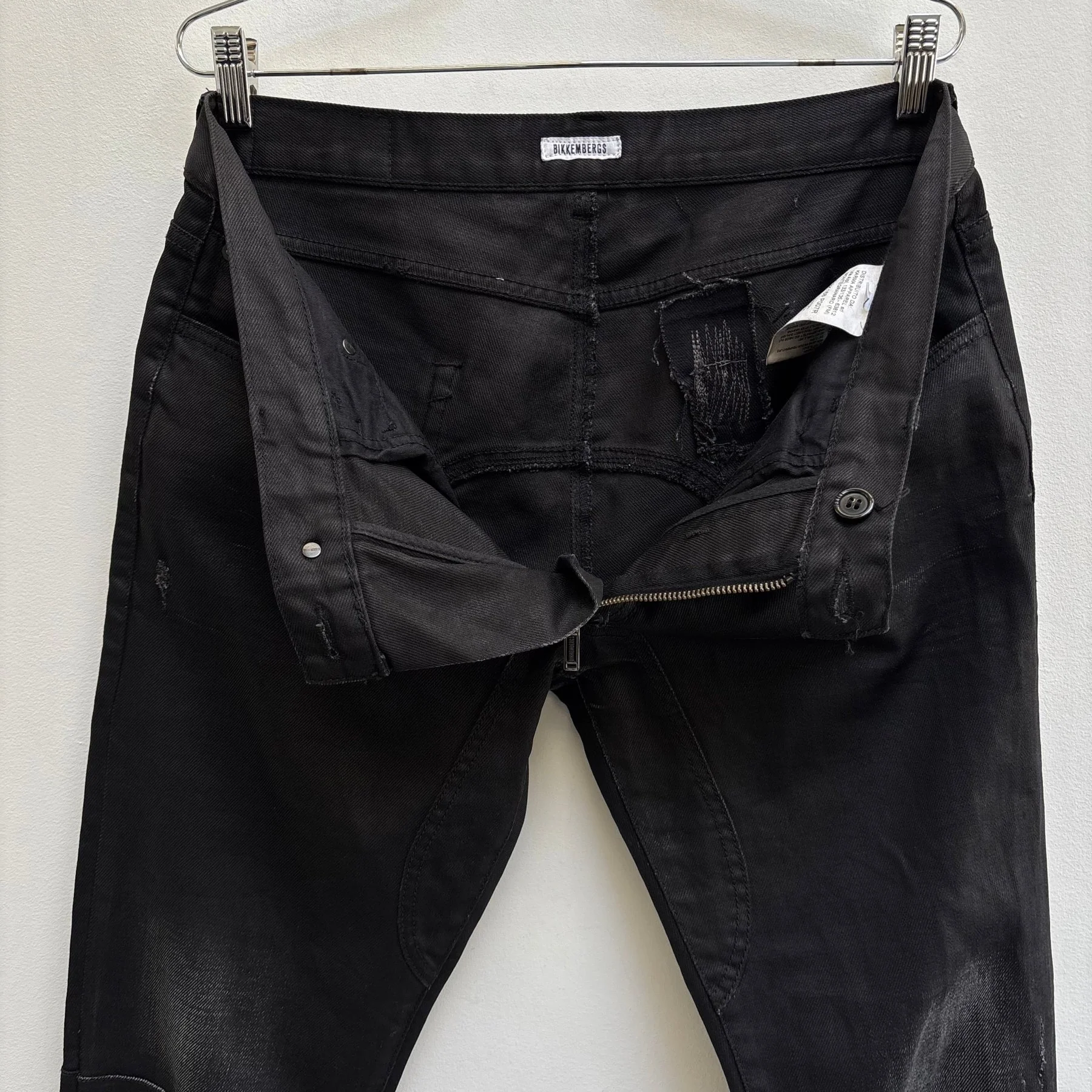 00s Dirk Bikkembergs Distressed Waxed Skinny Jeans - Image 15