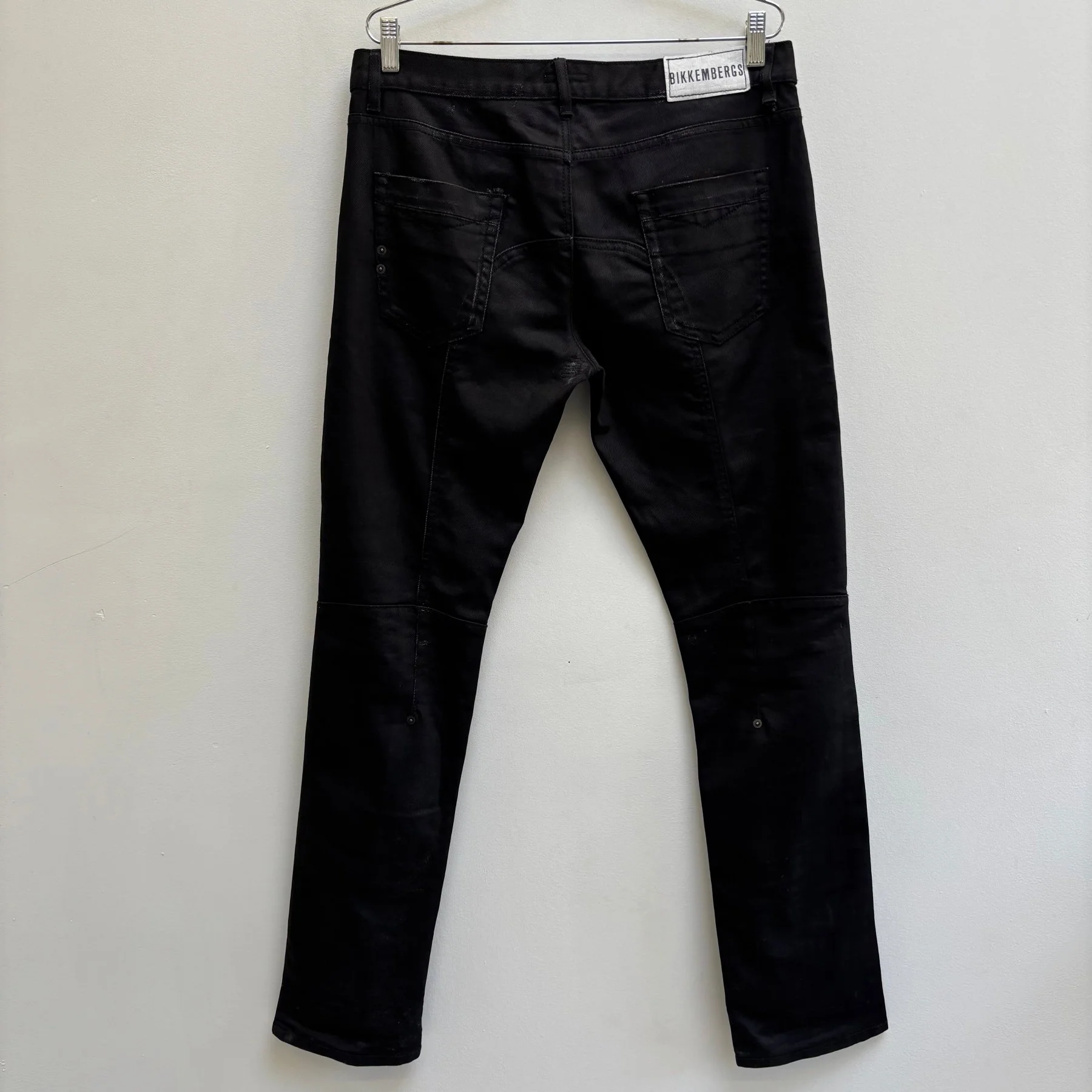 00s Dirk Bikkembergs Distressed Waxed Skinny Jeans - Image 2
