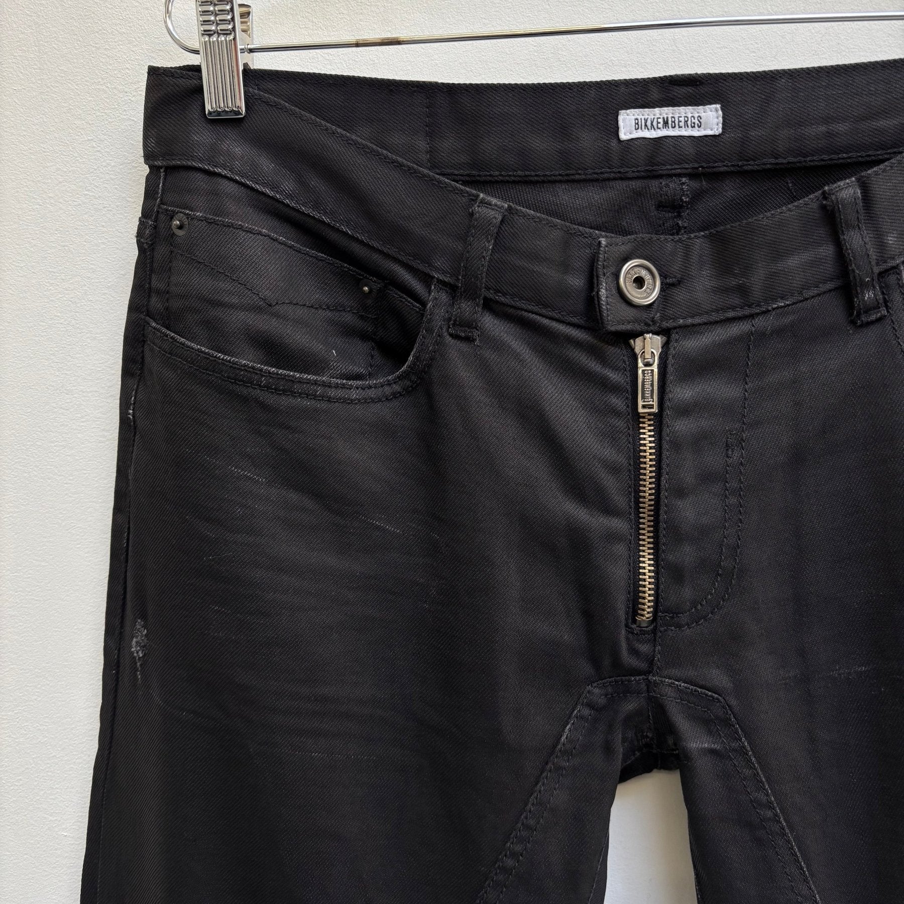 00s Dirk Bikkembergs Distressed Waxed Skinny Jeans - Image 5
