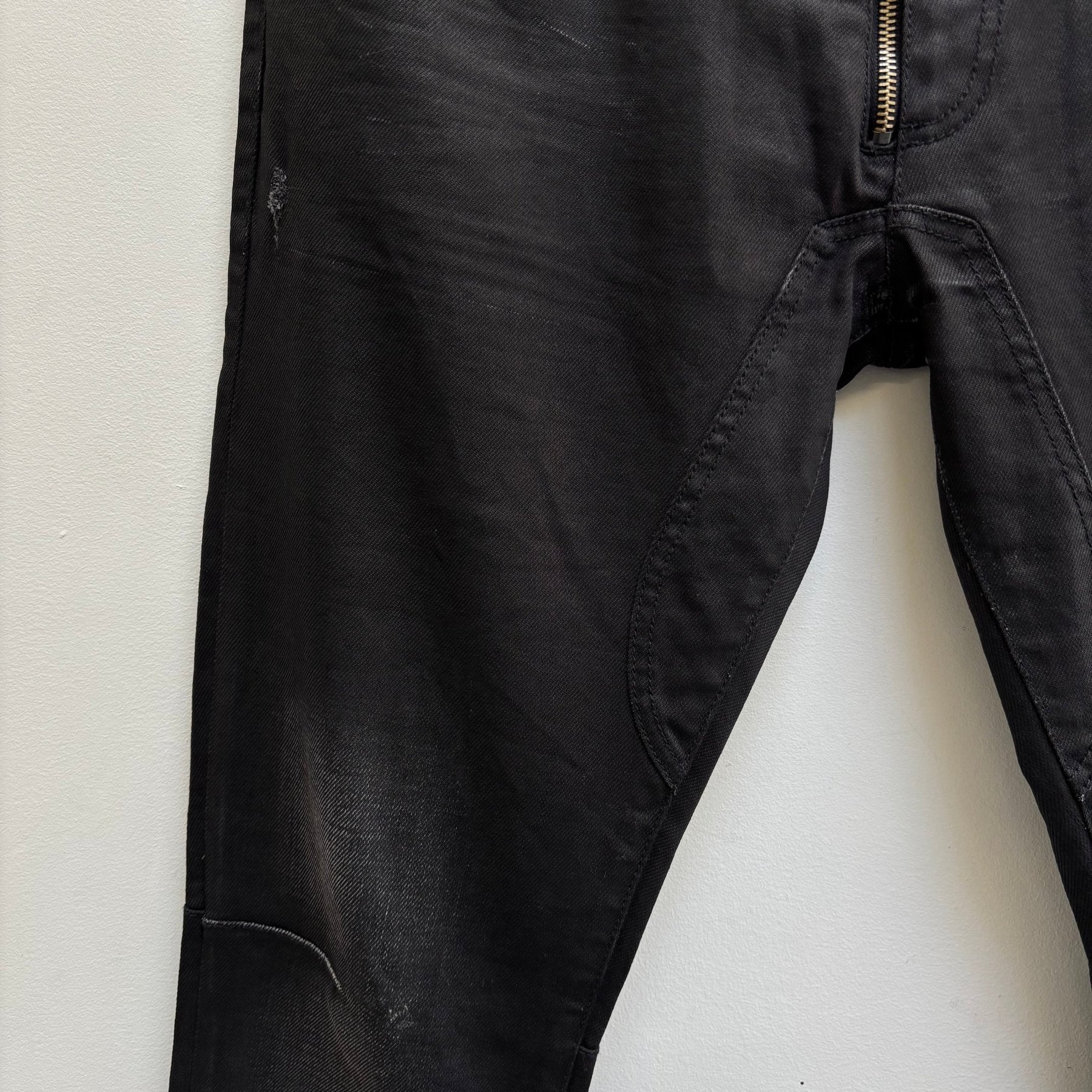 00s Dirk Bikkembergs Distressed Waxed Skinny Jeans - Image 6