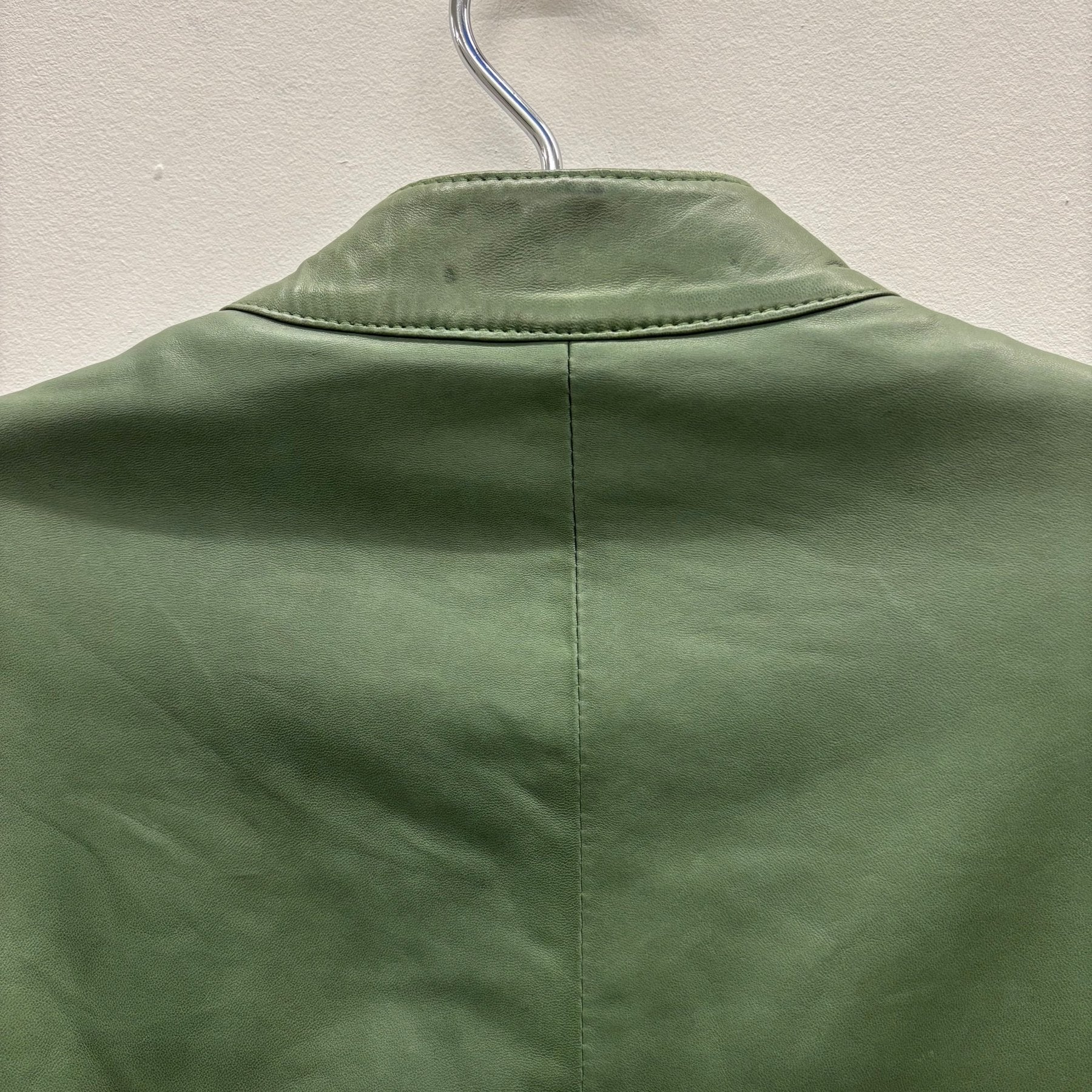 00s Dirk Bikkembergs Green Leather Biker Jacket - Image 7