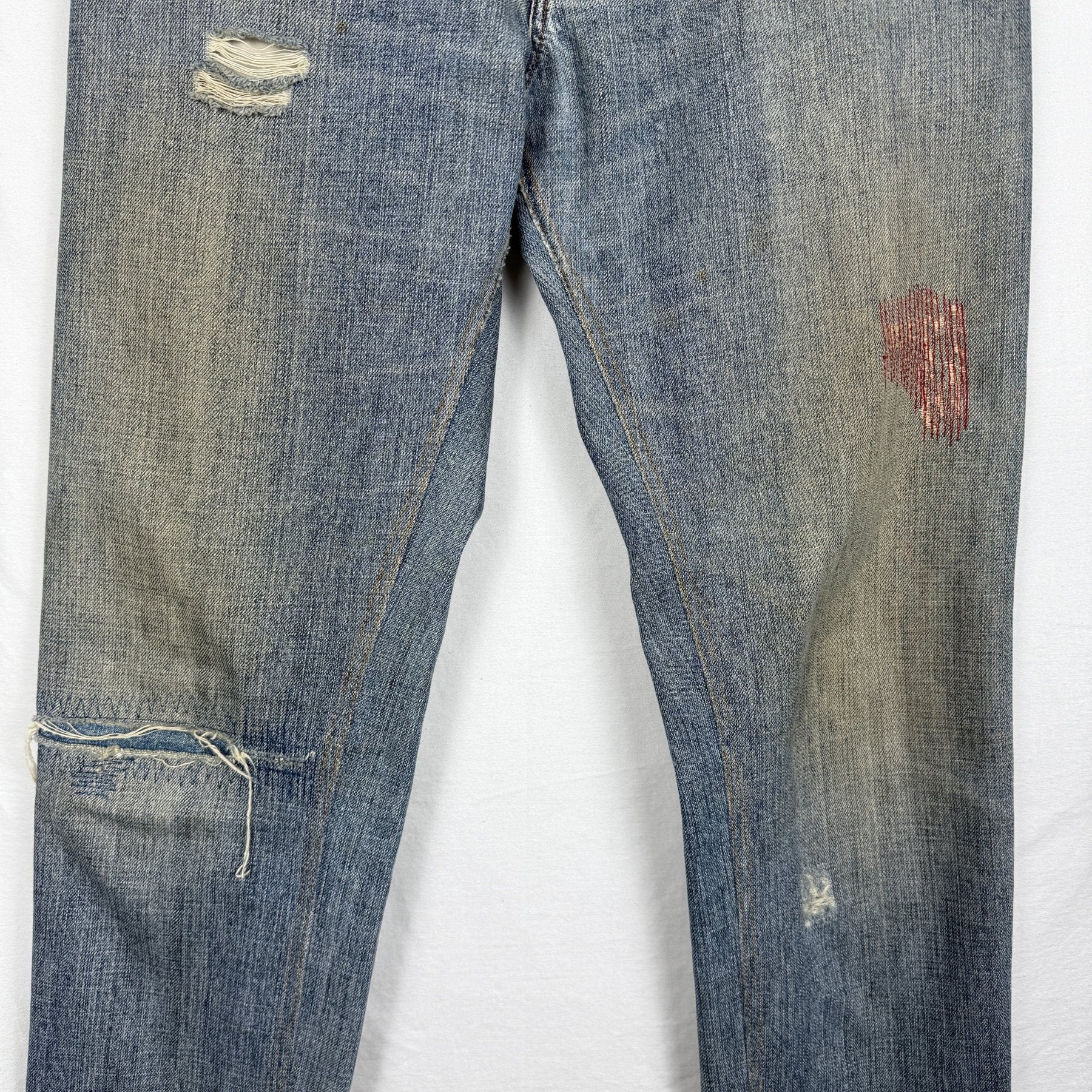 00s Dolce&Gabbana Distressed Tapered Jeans - Image 4