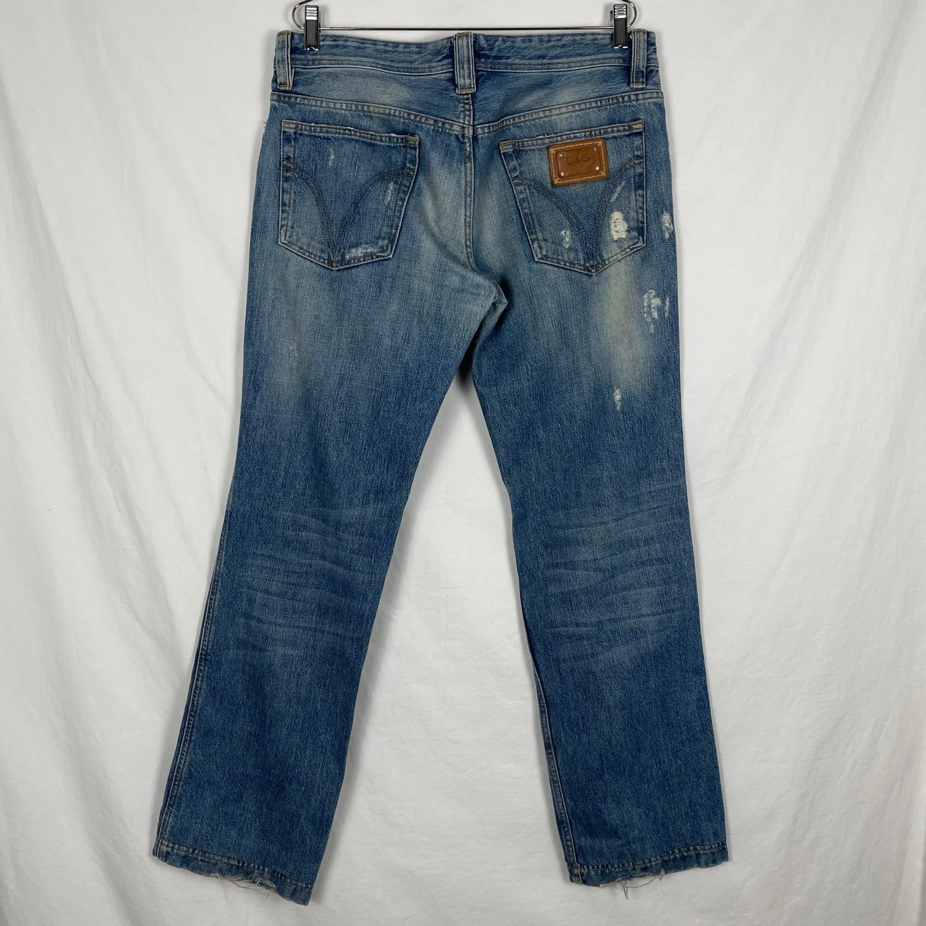 00s Dolce&Gabbana Distressed Low Rise Jeans - Image 4