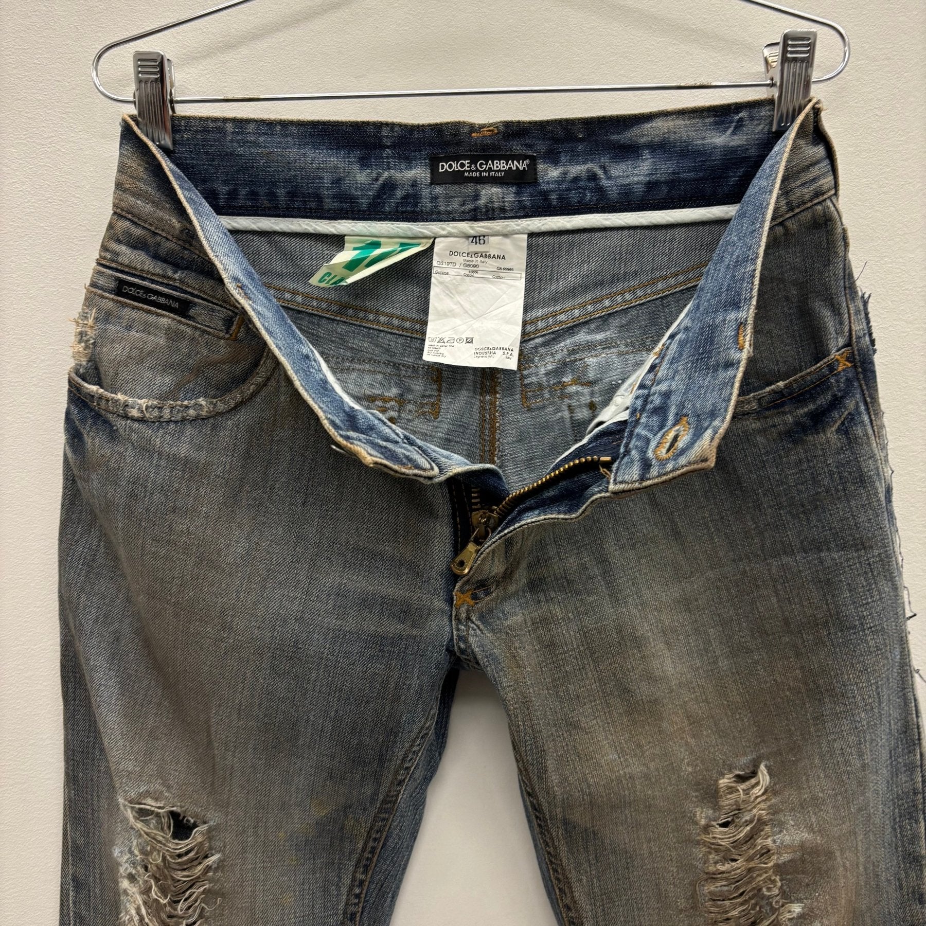 00s Dolce & Gabbana Mud Wash Distressed Straight Leg Jeans - Image 13