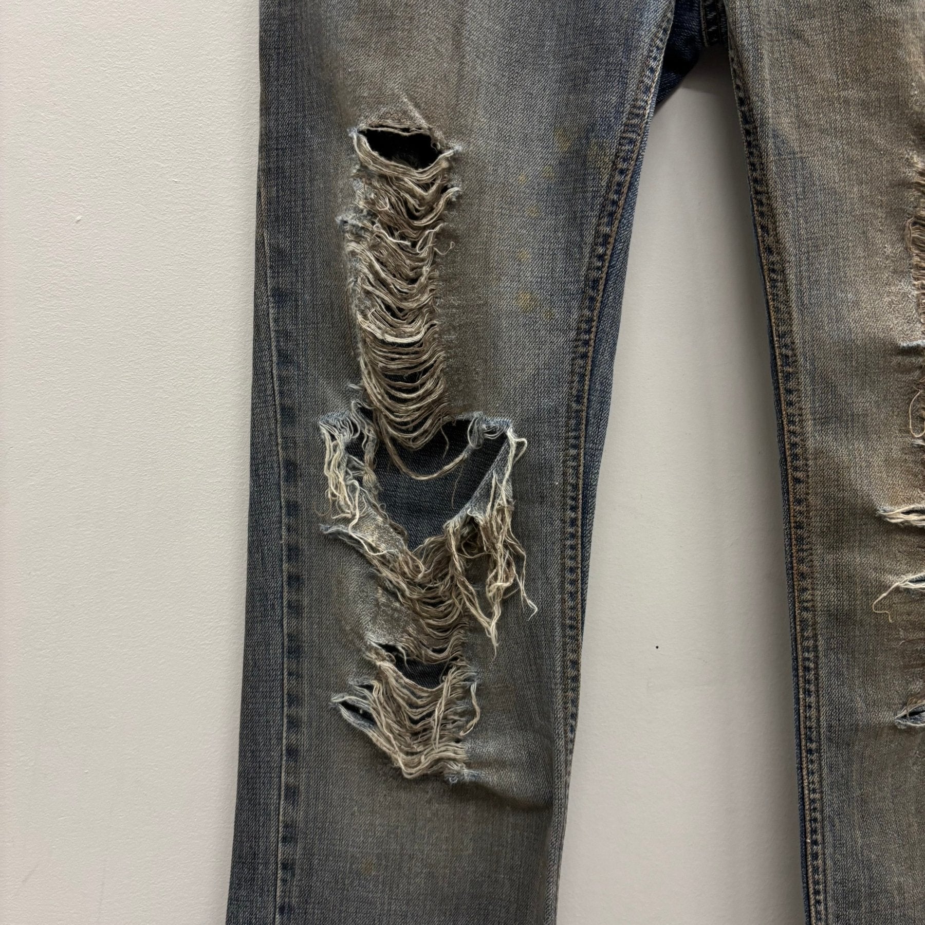 00s Dolce & Gabbana Mud Wash Distressed Straight Leg Jeans - Image 6