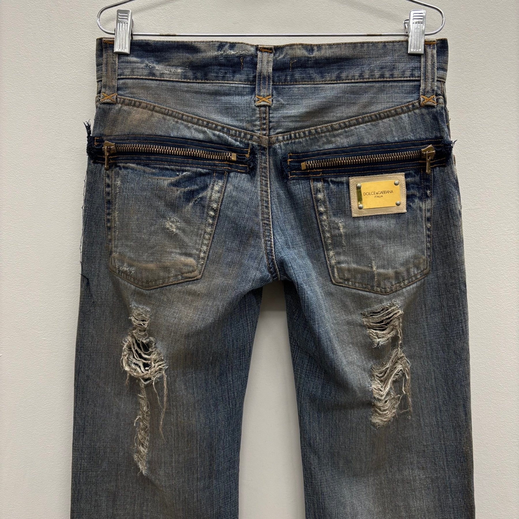 00s Dolce & Gabbana Mud Wash Distressed Straight Leg Jeans - Image 8