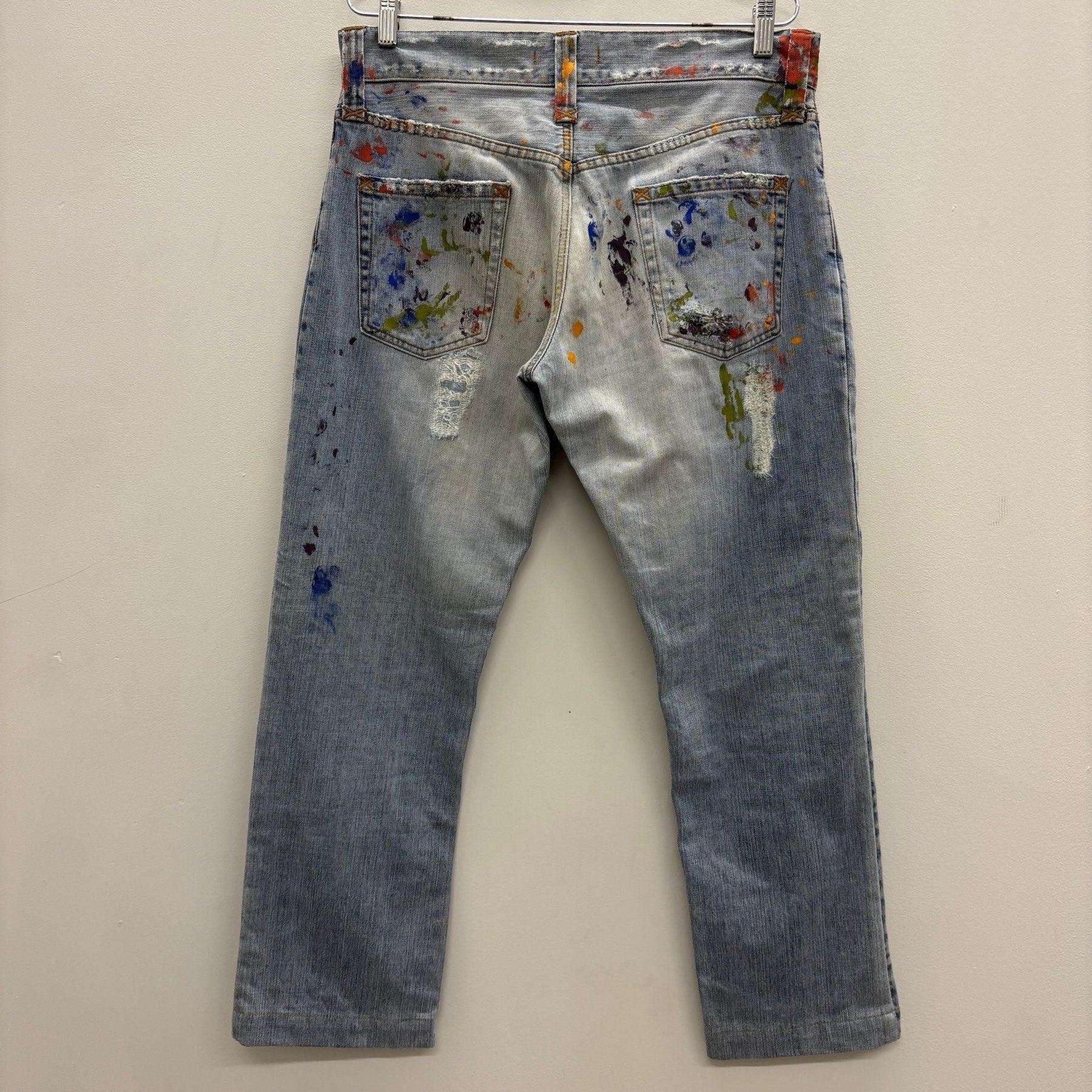 00s Dolce & Gabbana Paint Splattered Distressed Jeans - Image 2