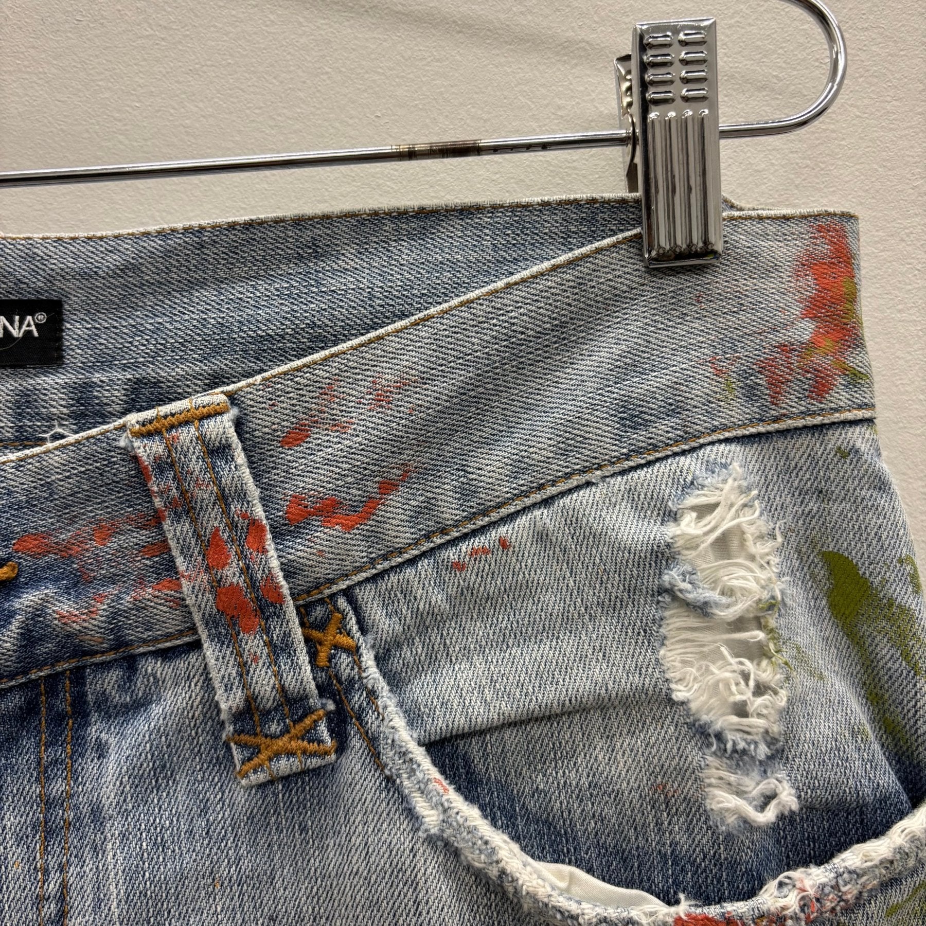00s Dolce & Gabbana Paint Splattered Distressed Jeans - Image 6