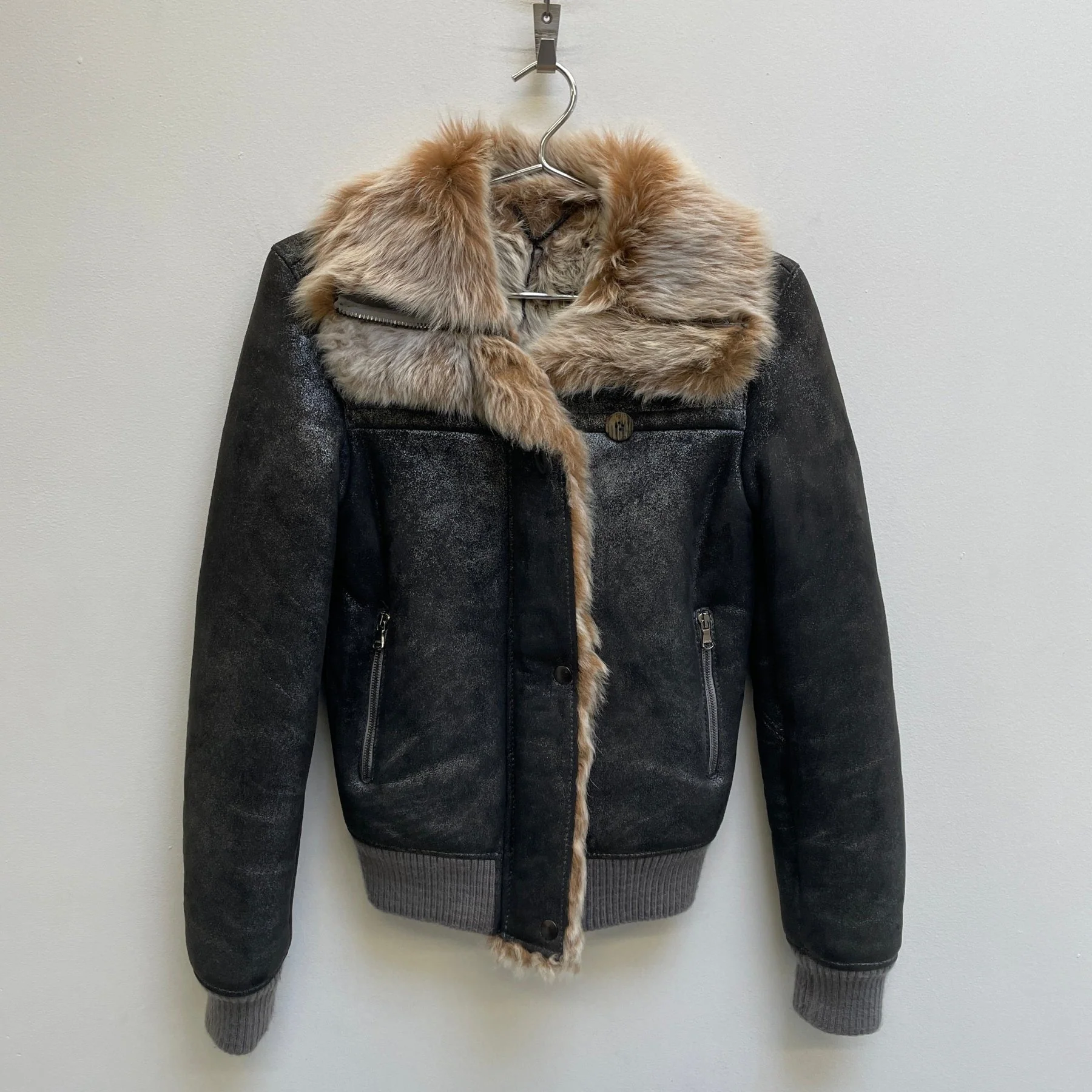 00s Giorgio Brato Metallic Shearling Jacket
