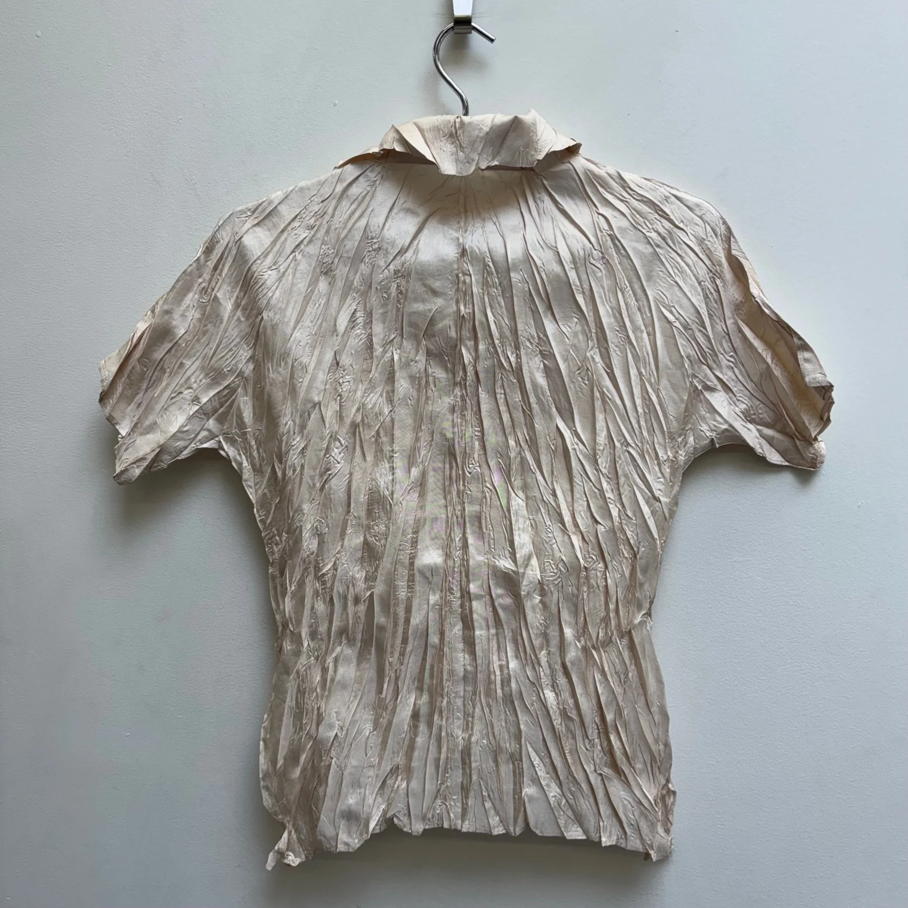 00s Issey Miyake Pleats Please Crinkled Polo T-Shirt - Image 2