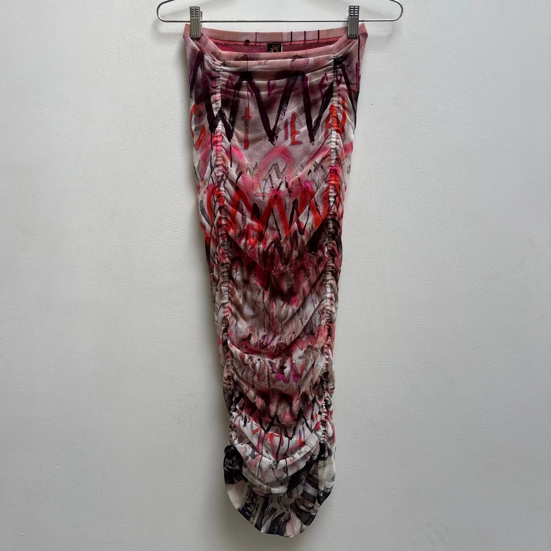 00s Jean Paul Gaultier Ruched Printed Maxi Skirt