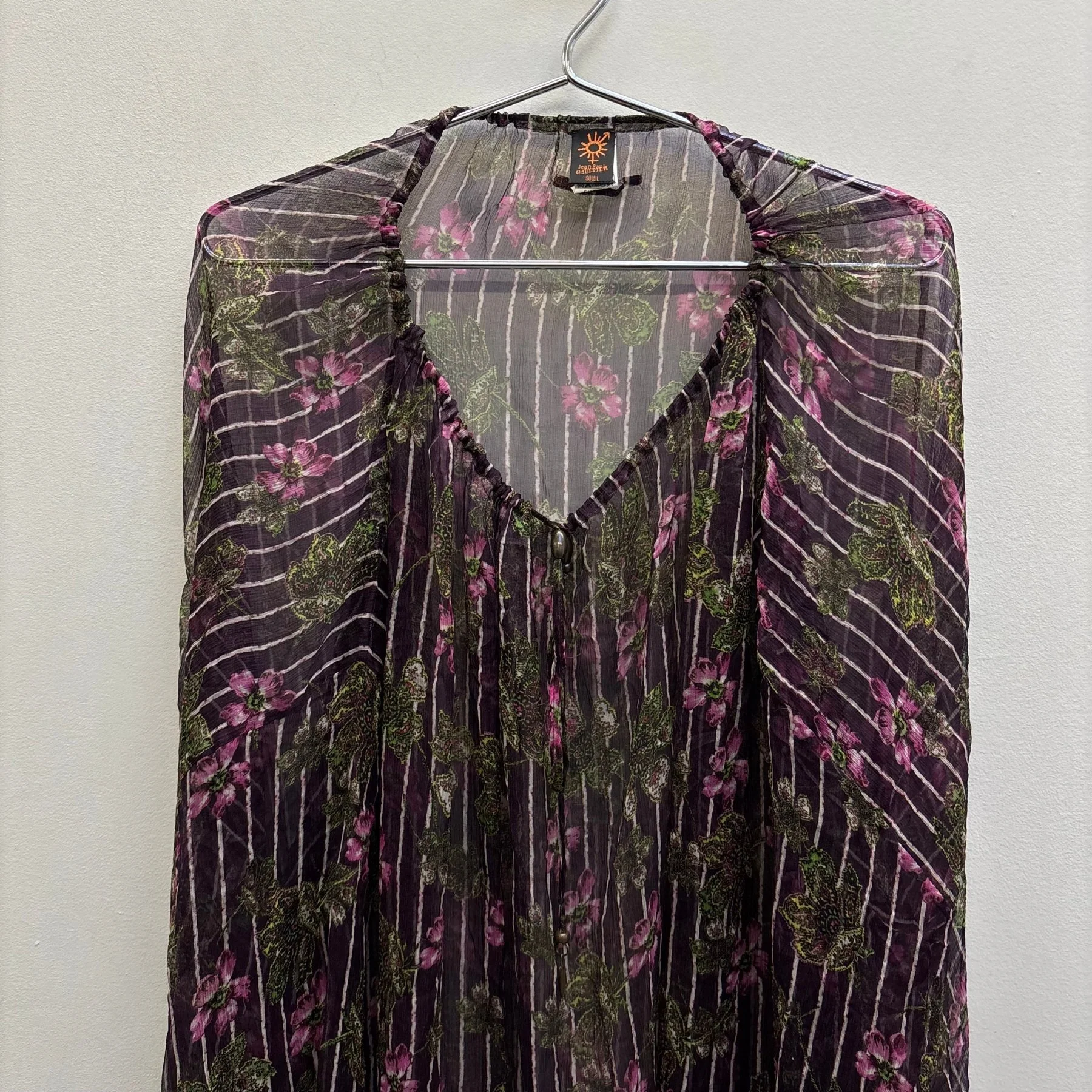 00s Jean Paul Gaultier Soleil Sheer Floral Cover Up Dress - Image 3