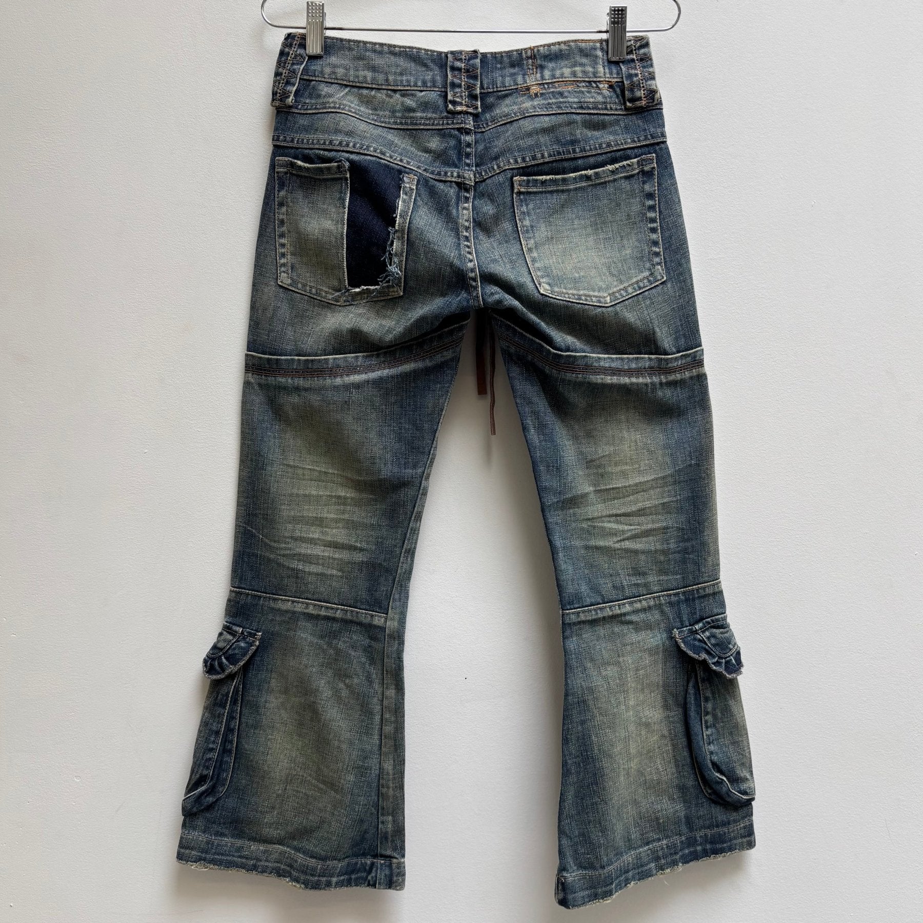 00s Marithé François Girbaud Reconstructed Flare Cargo Pants - Image 2
