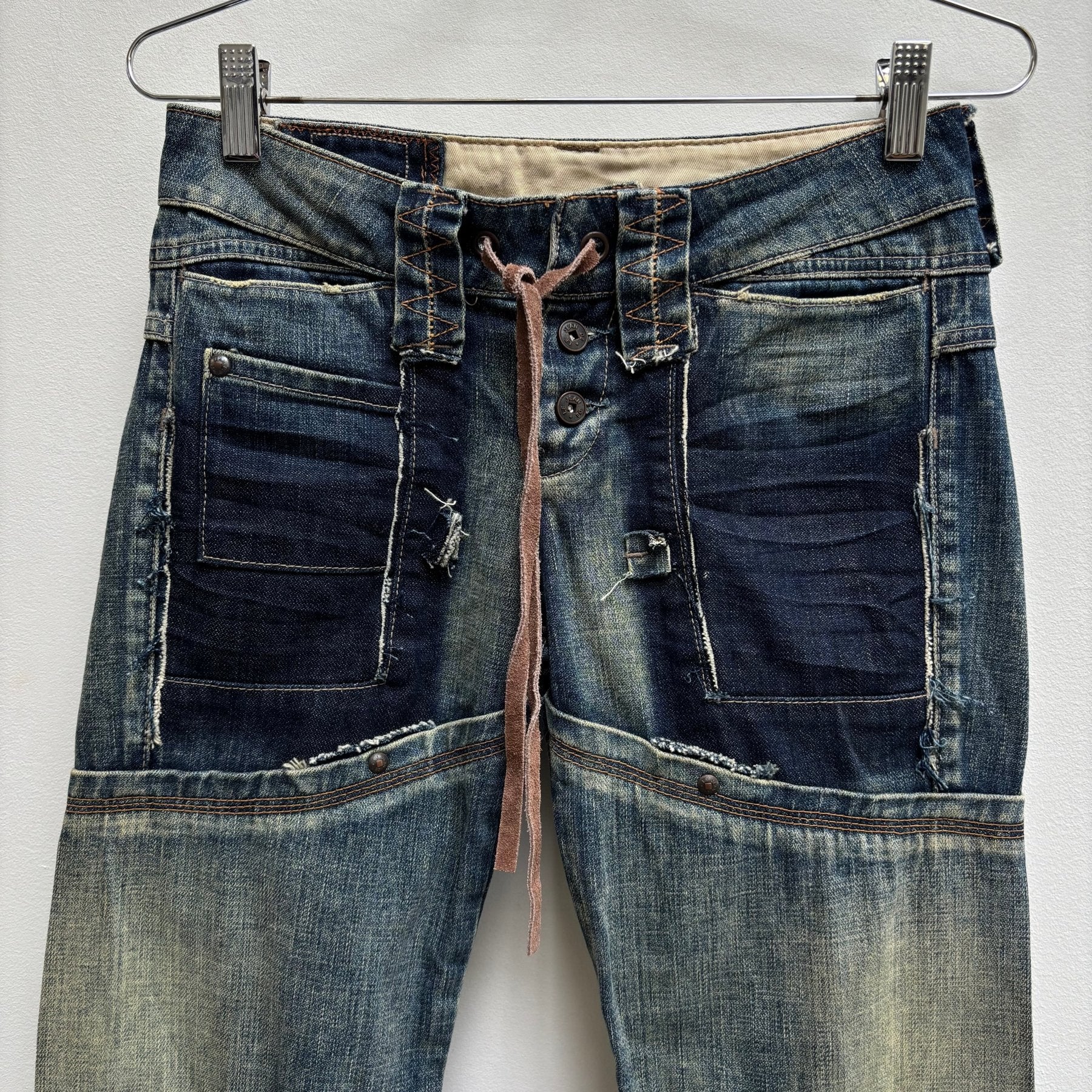 00s Marithé François Girbaud Reconstructed Flare Cargo Pants - Image 3