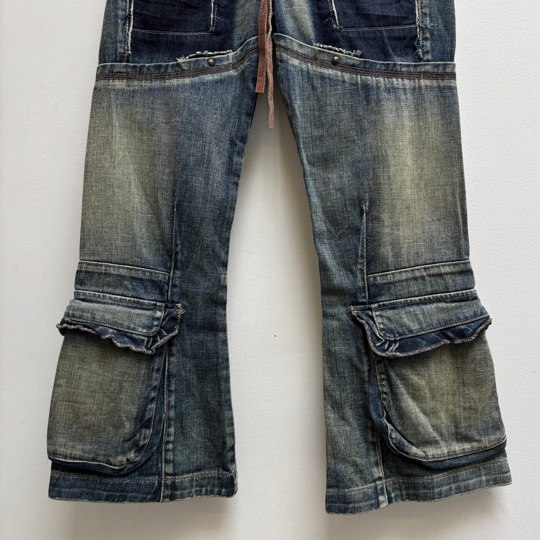 00s Marithé François Girbaud Reconstructed Flare Cargo Pants - Image 4