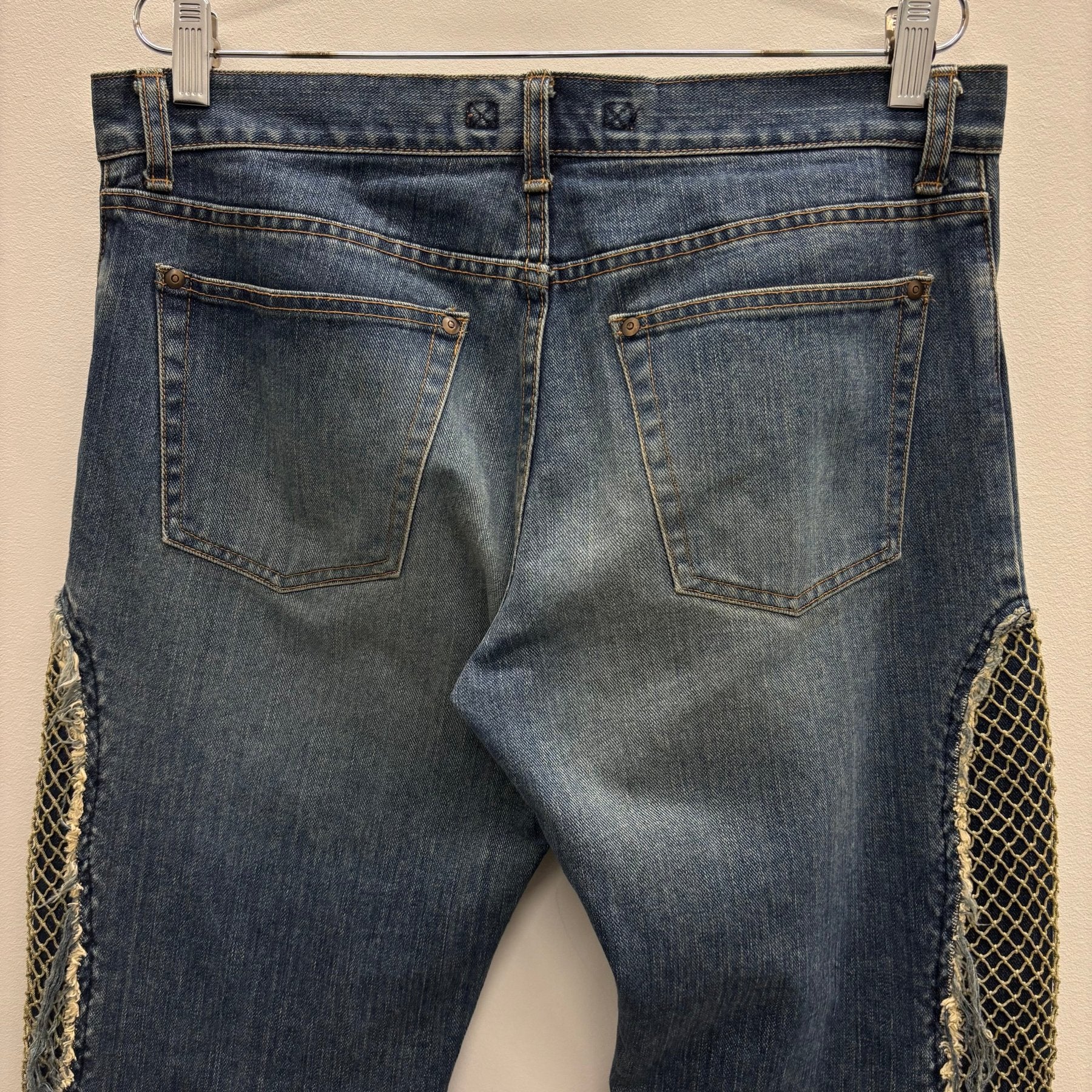 00s Mihara Yasuhiro Netted Side Jeans - Image 8