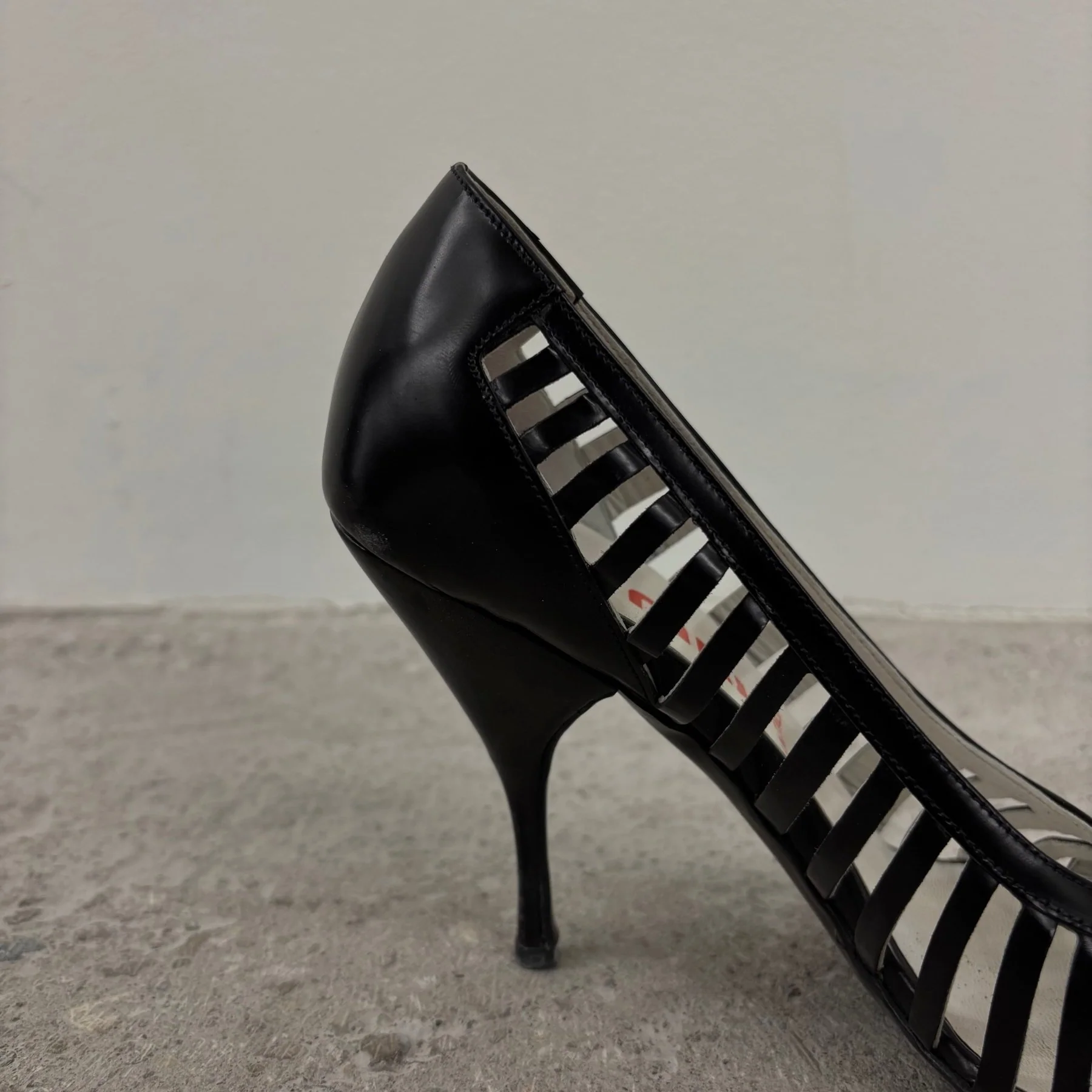00s Miu Miu Caged Open Toe Leather Heels - Image 5