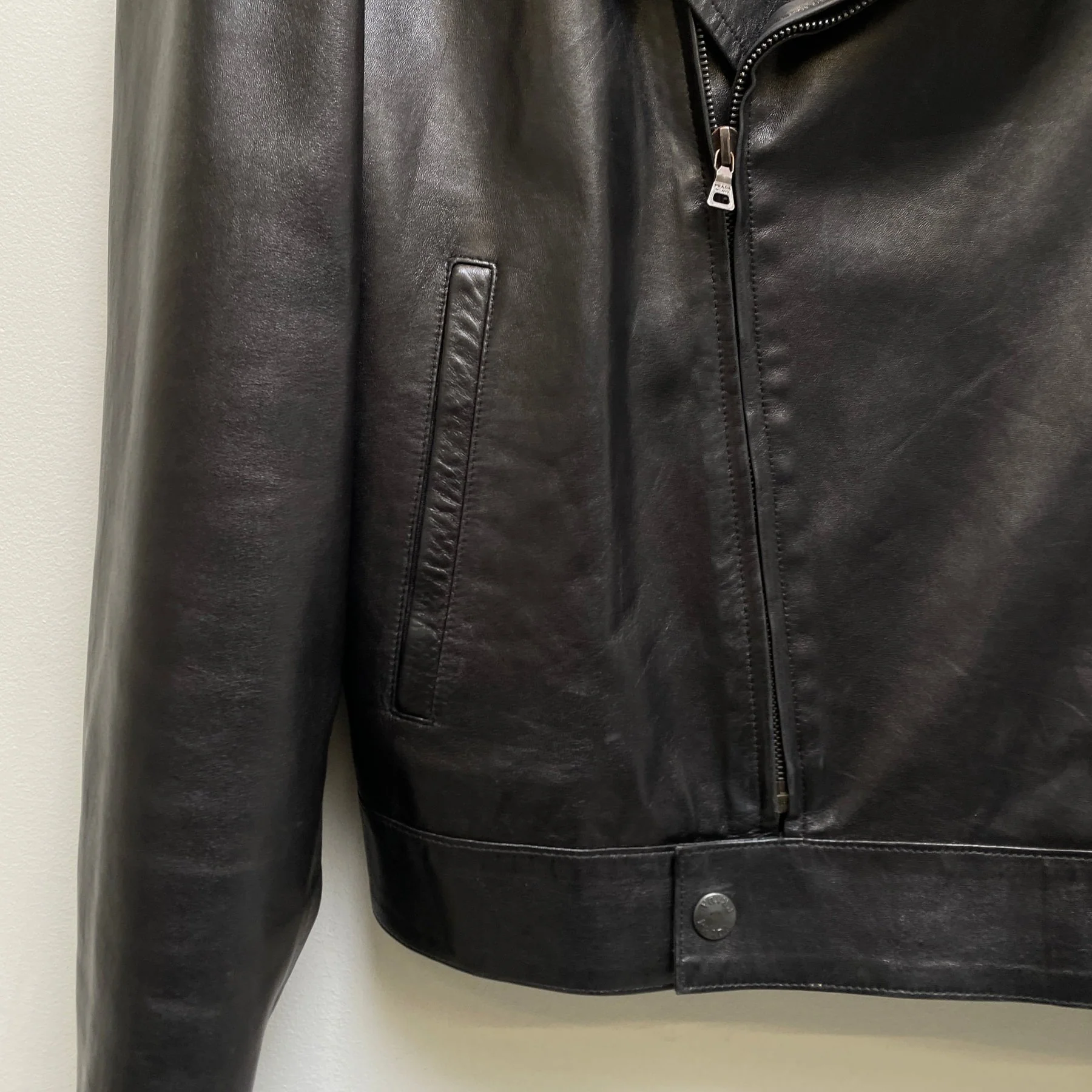 00s Prada Biker Leather Jacket - Image 5