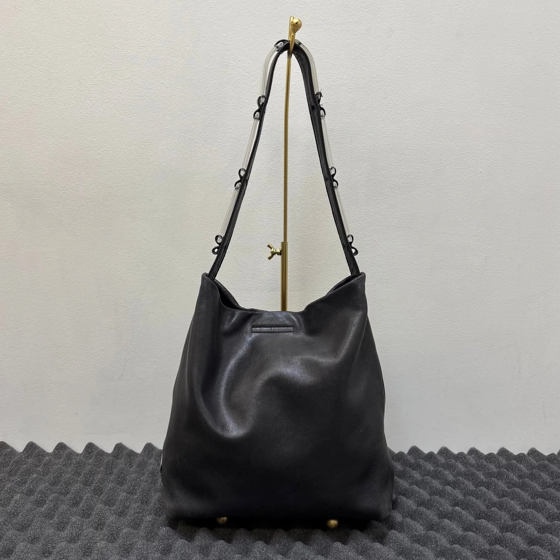 00s Prada Lucite Strap Leather Hobo Bag - Image 2