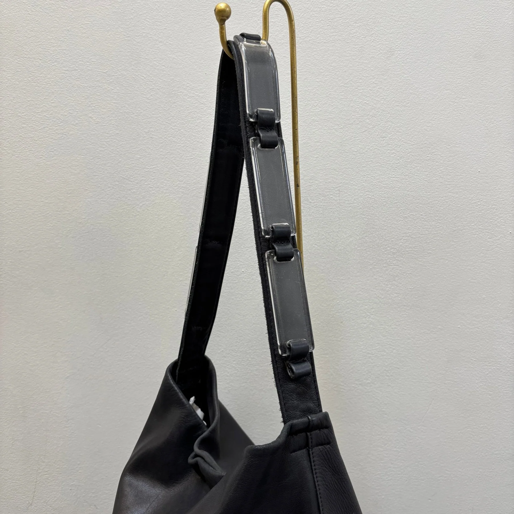 00s Prada Lucite Strap Leather Hobo Bag - Image 7