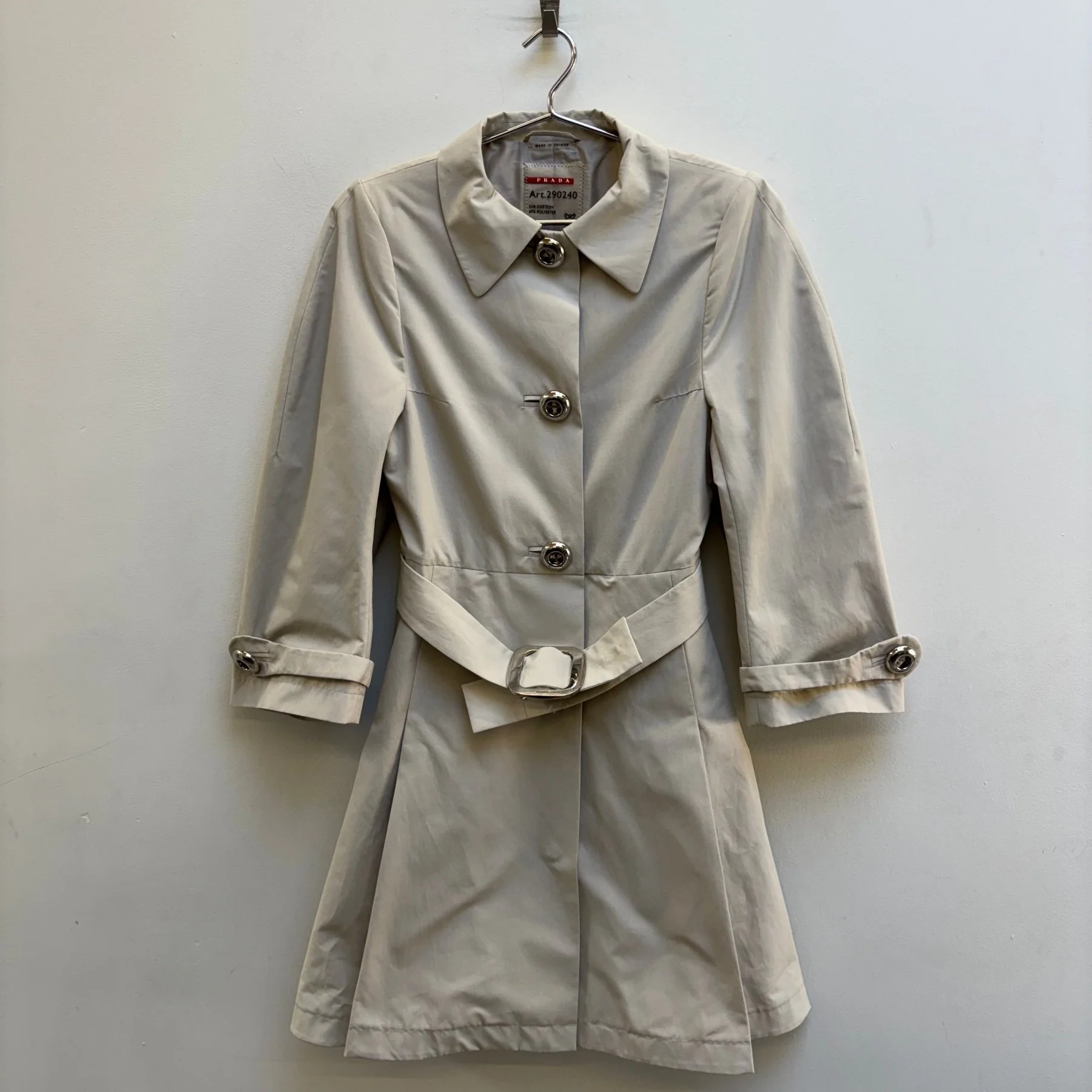 00s Prada Pleated French Trench Coat