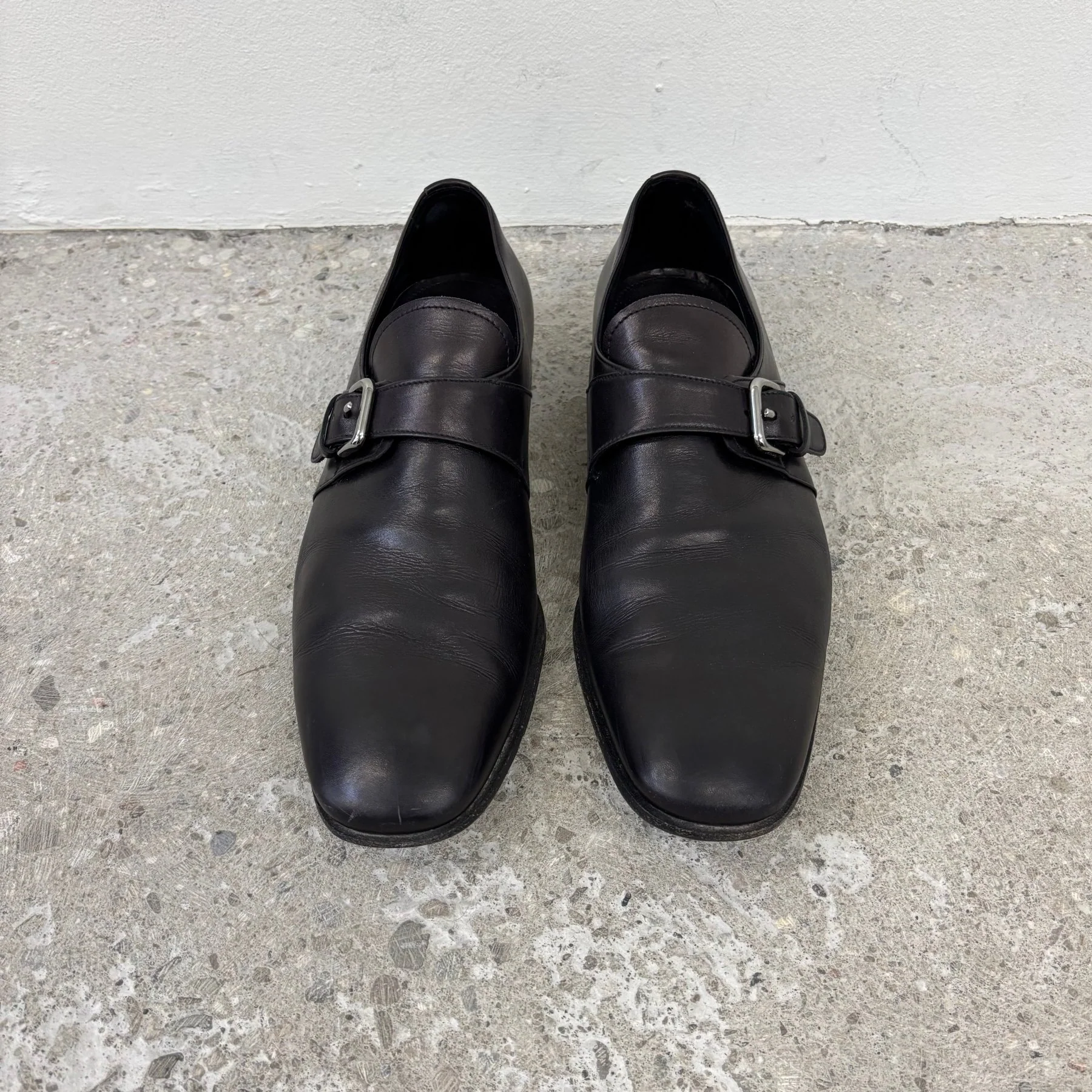00s Prada Spazzolato Leather Monk Strap Loafers - Image 3
