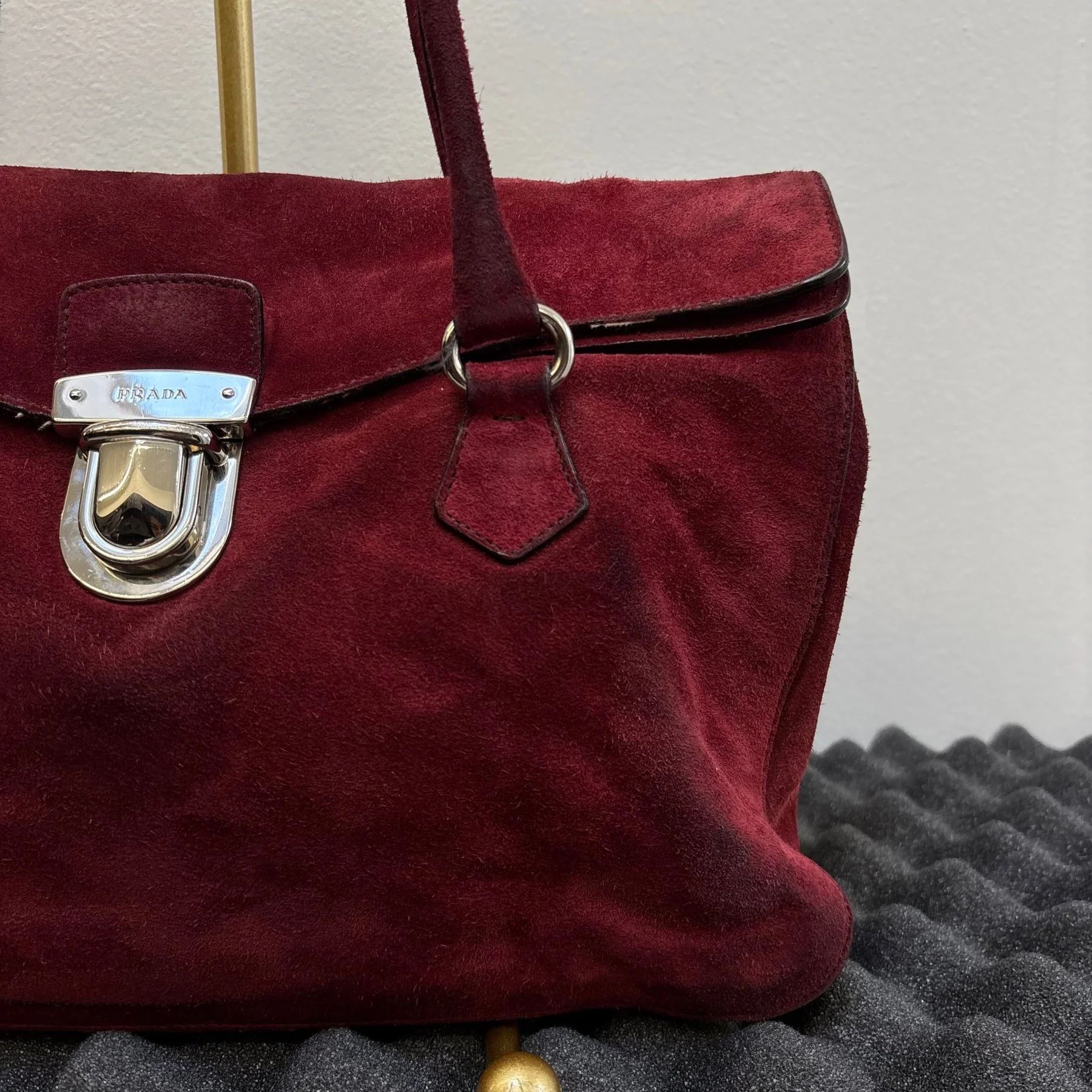 00s Prada Suede Camoscio Shoulder Bag - Image 4