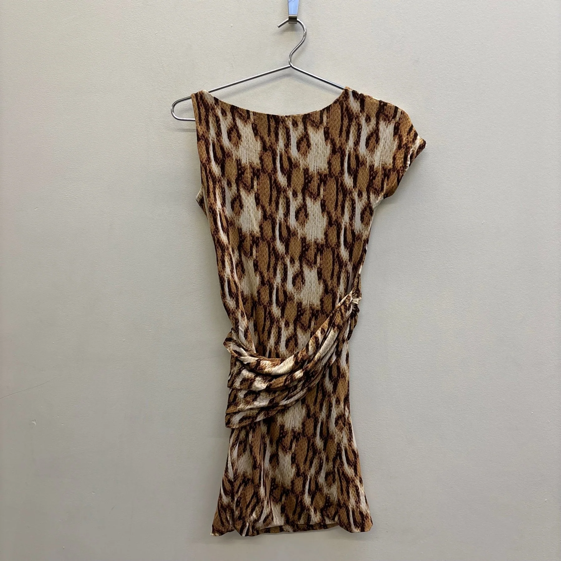 00s Roberto Cavalli Asymmetrical Animal Print Mini Dress - Image 2