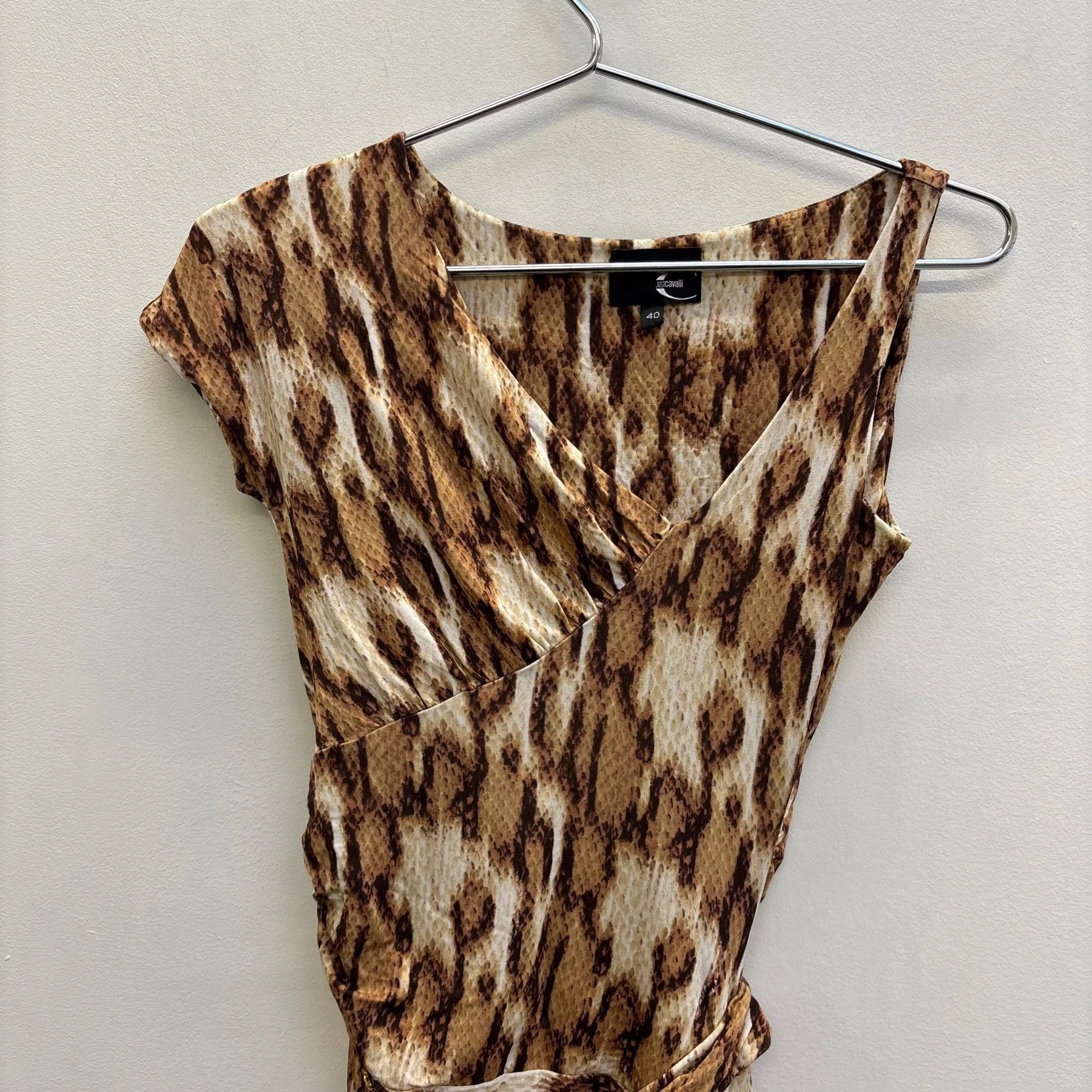 00s Roberto Cavalli Asymmetrical Animal Print Mini Dress - Image 3