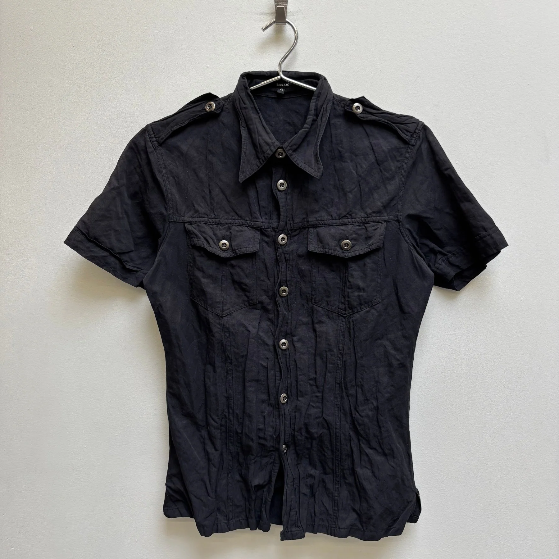00s Shellac ‘Rest In Peace’ Back Graphic Button Up T-Shirt