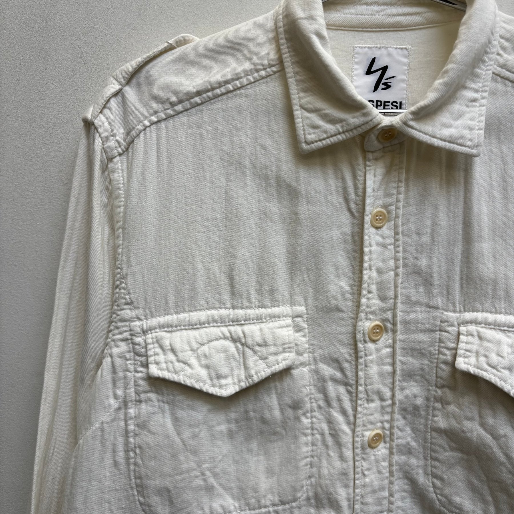 00s Yohji Yamamoto Y’s Fatigued Military Button Up Shirt - Image 4