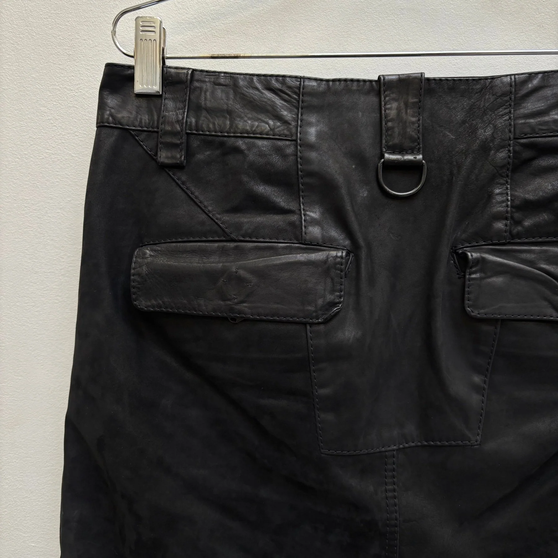 2010s Alexandre Plokhav Leather Asymmetrical Drop Crotch Cargo Pants - Image 12