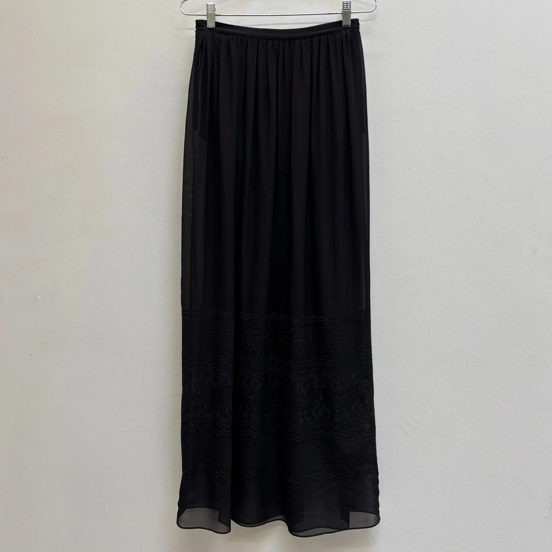 2010s Balmain Sheer Silk Embroidered Maxi Skirt - Image 2