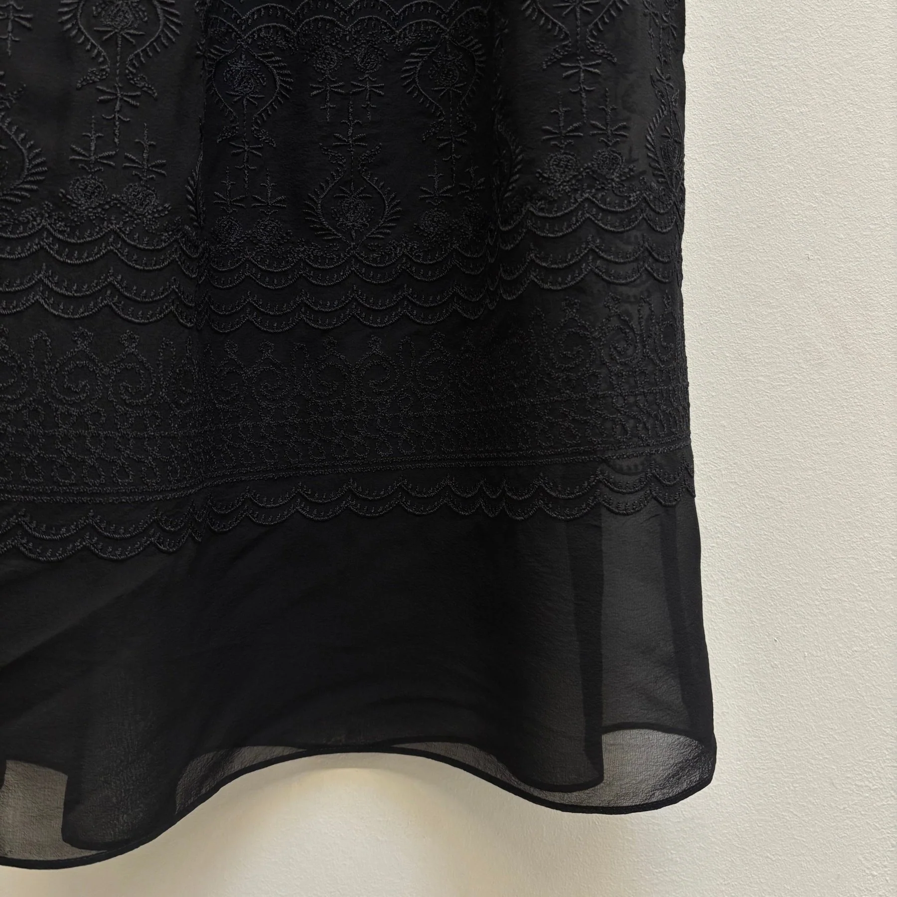 2010s Balmain Sheer Silk Embroidered Maxi Skirt - Image 7