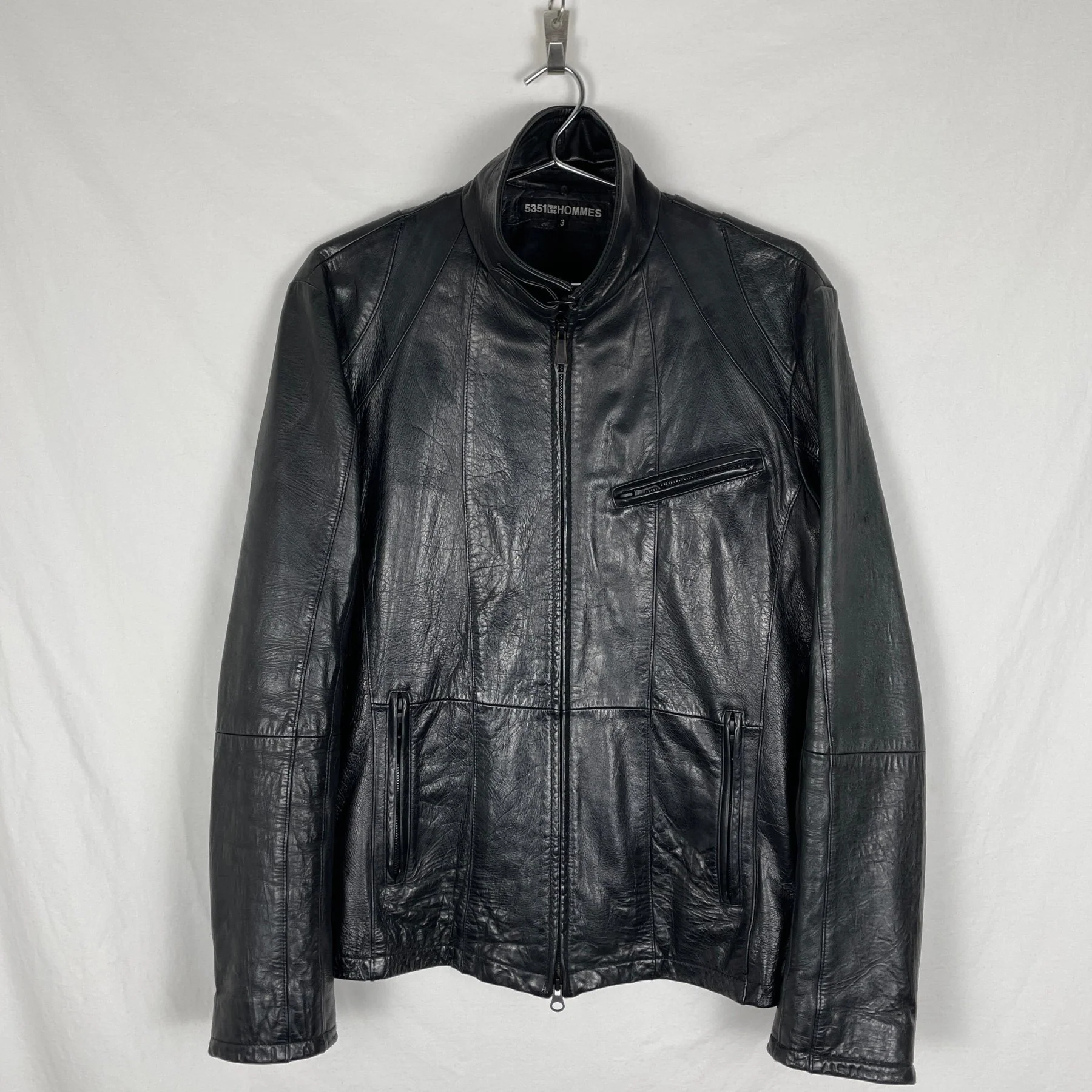 5351 Pour les Hommes Leather Biker Jacket - Image 3