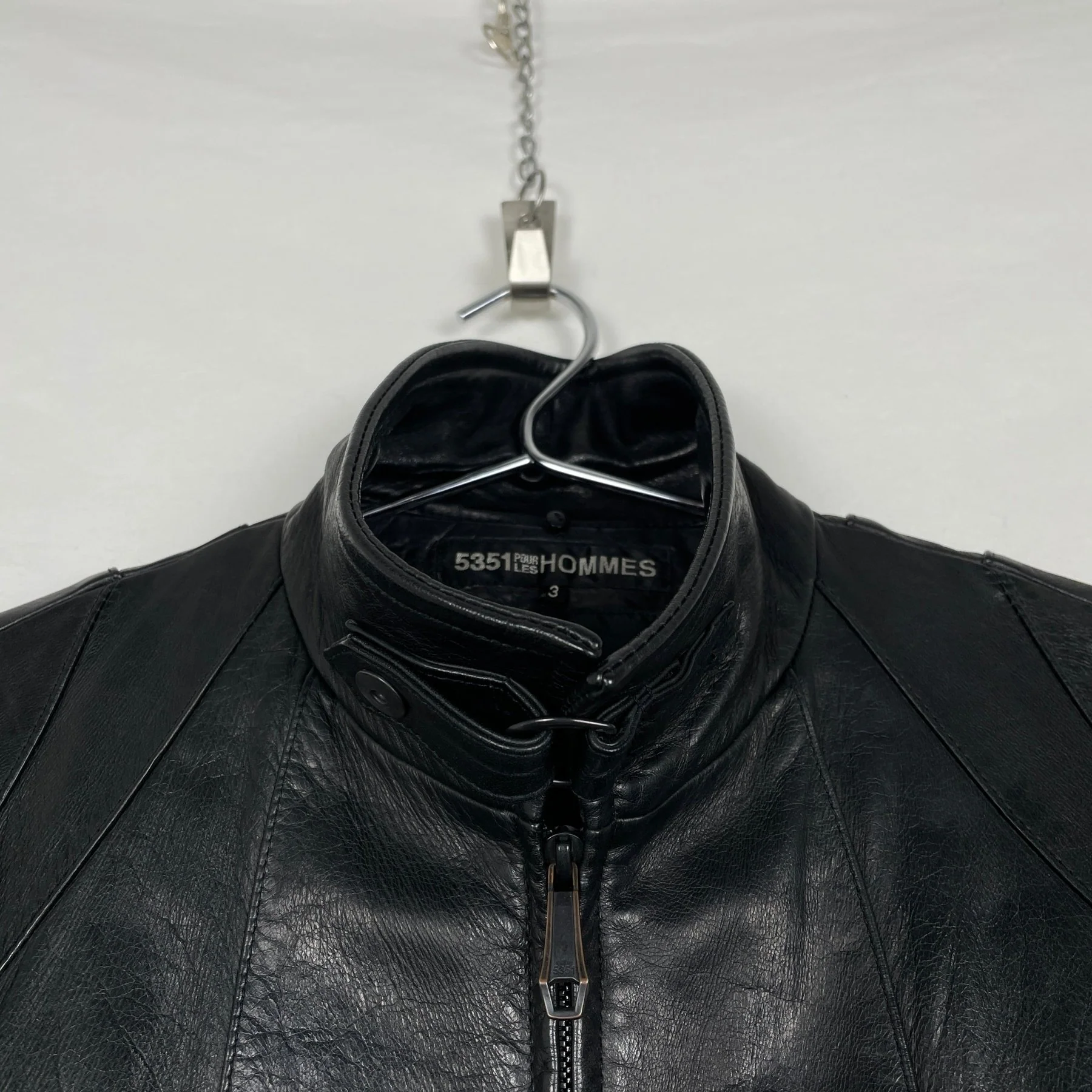 5351 Pour les Hommes Leather Biker Jacket - Image 7