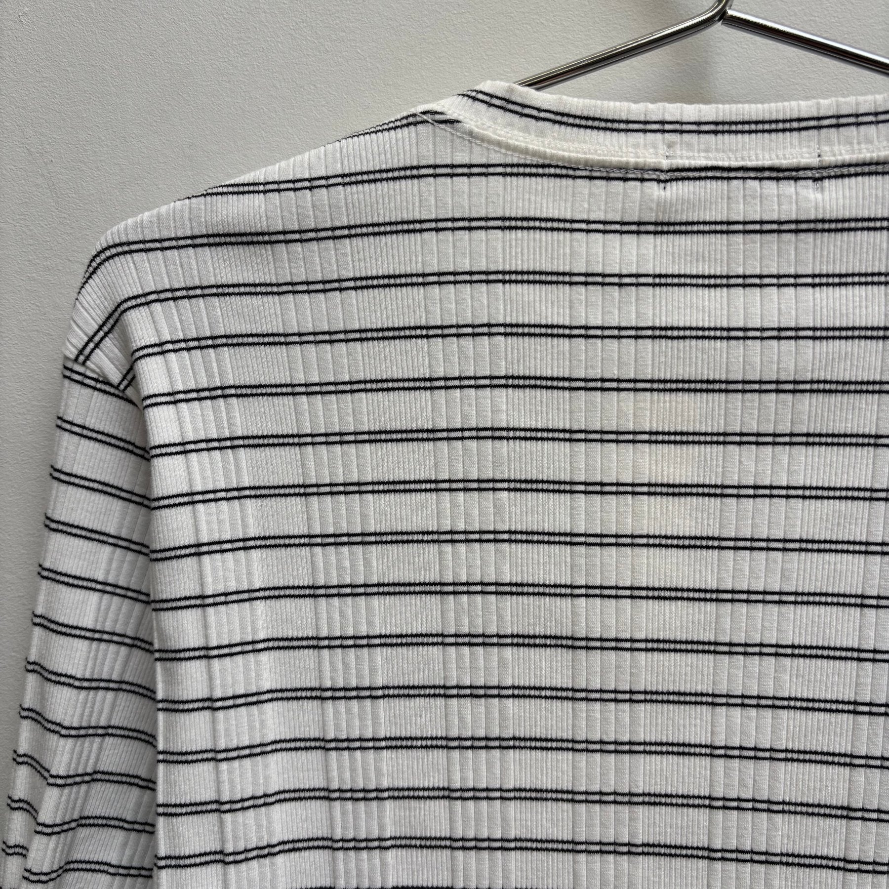 5351 Pour Les Hommes Striped V-Neck Ribbed Long Sleeve - Image 6