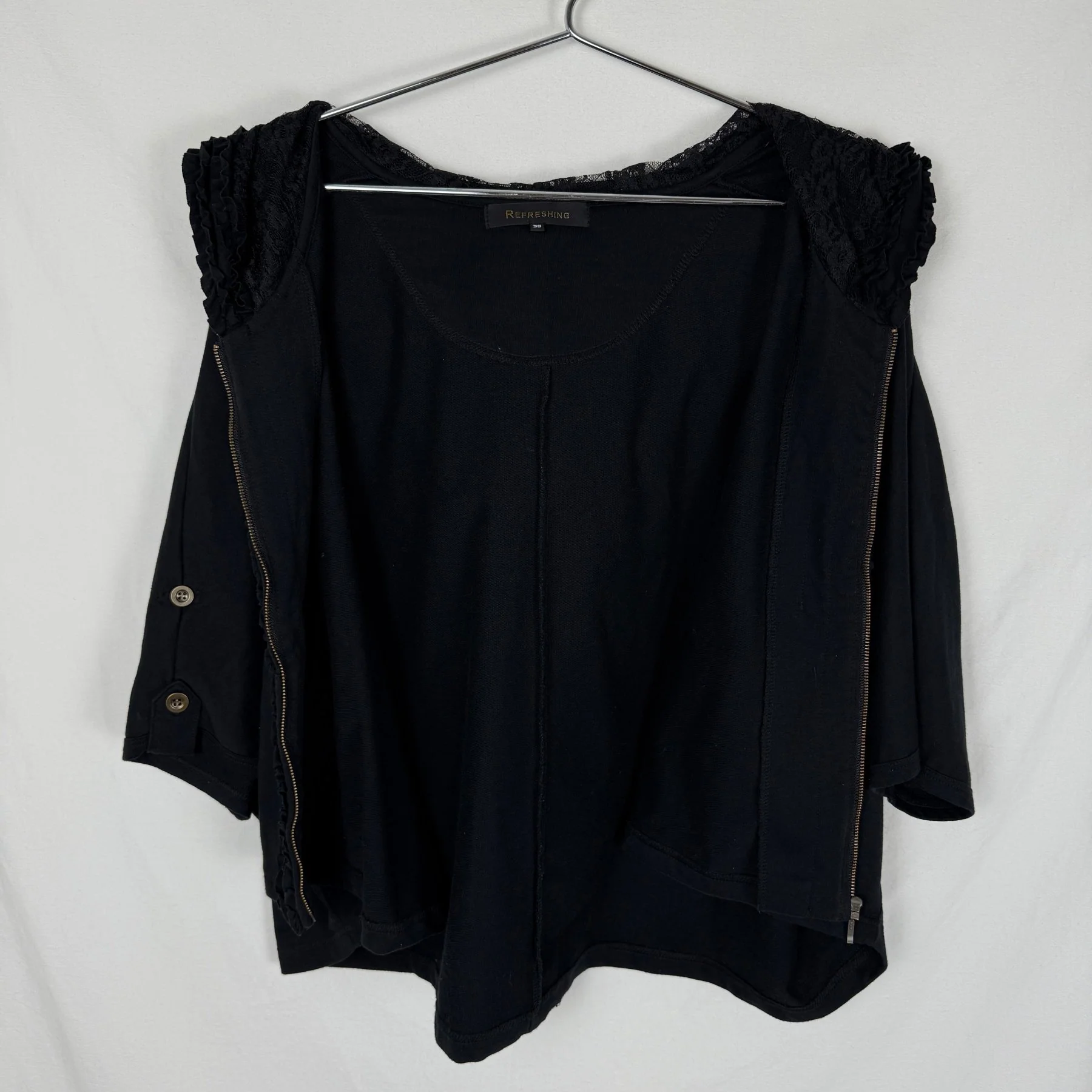 90s Atsuro Tayama "Refreshing" Lace Lined Hoodie Poncho - Image 8