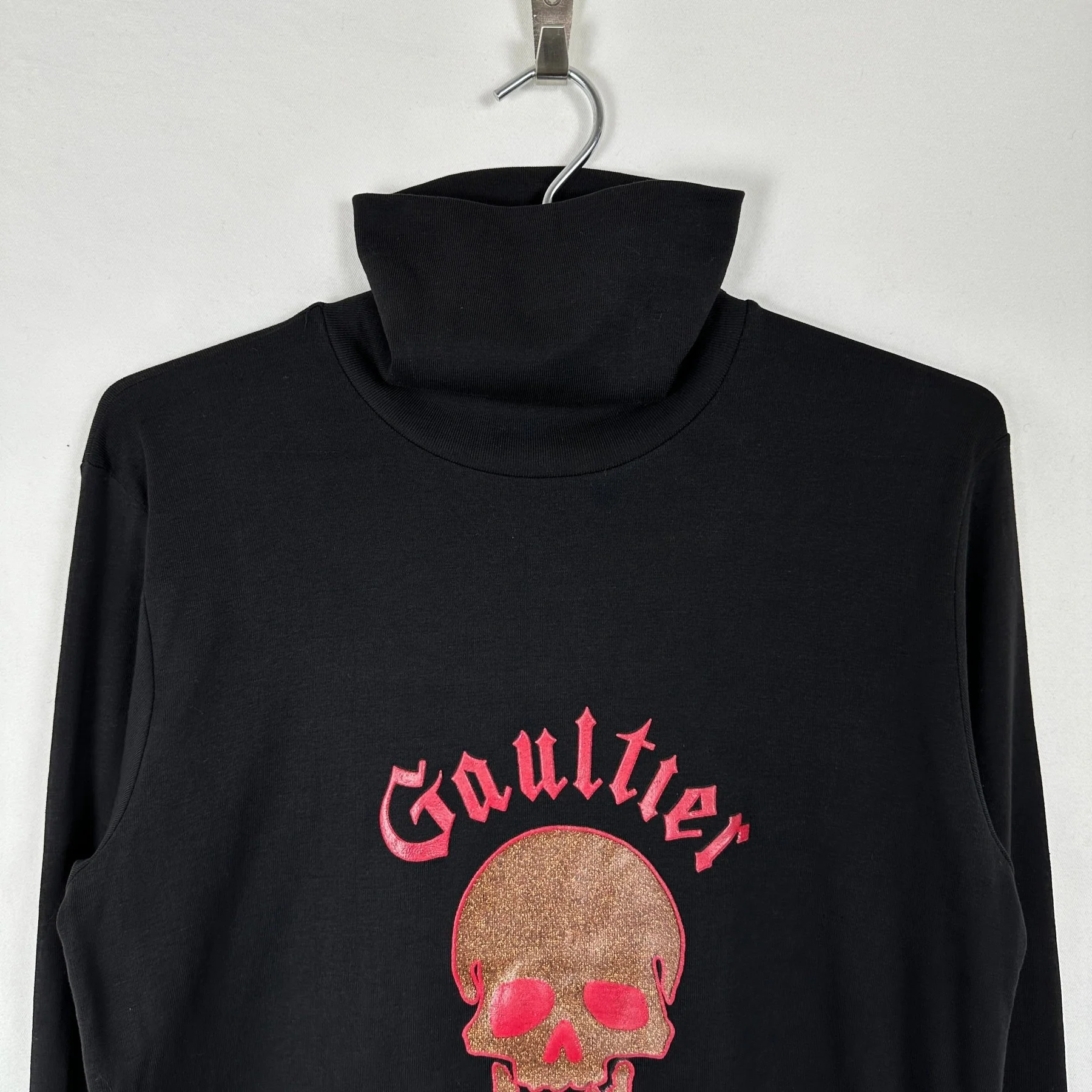 90s Gaultier Jean’s Glitter Skull Turtleneck - Image 2
