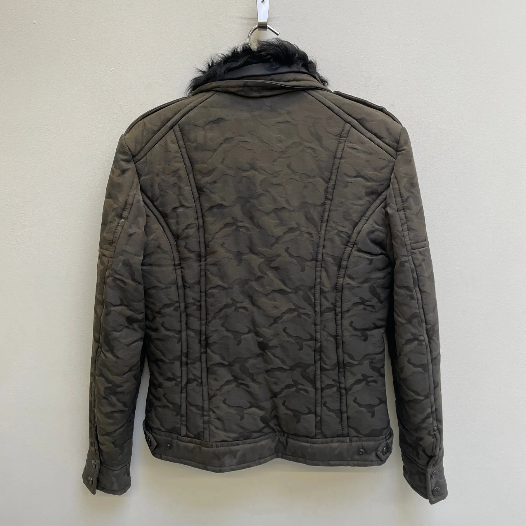 Shellac Embossed Camo Fur Trim Jacket - Image 2