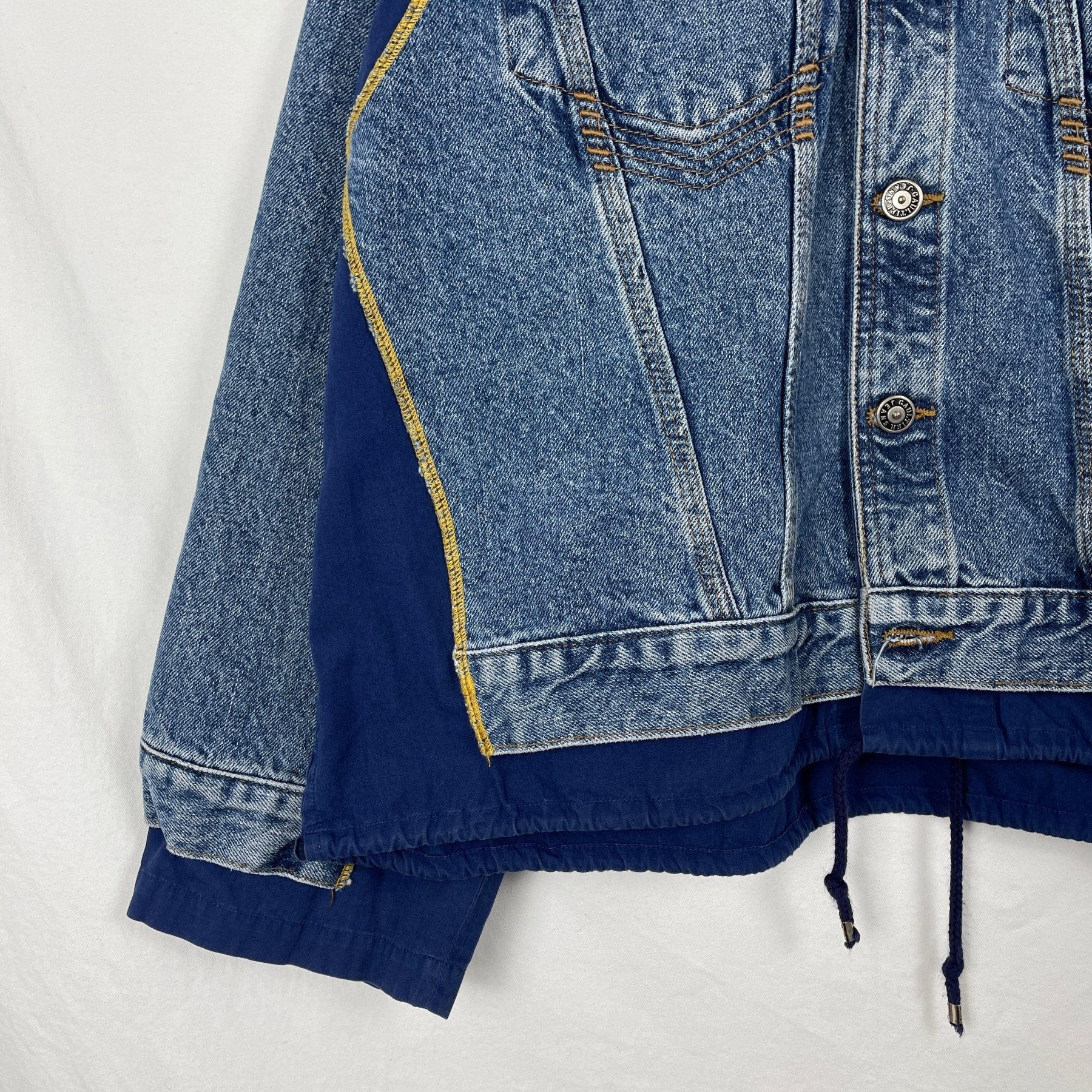 90s Jean Paul Gaultier Fabric Switching Denim Jacket - Image 4