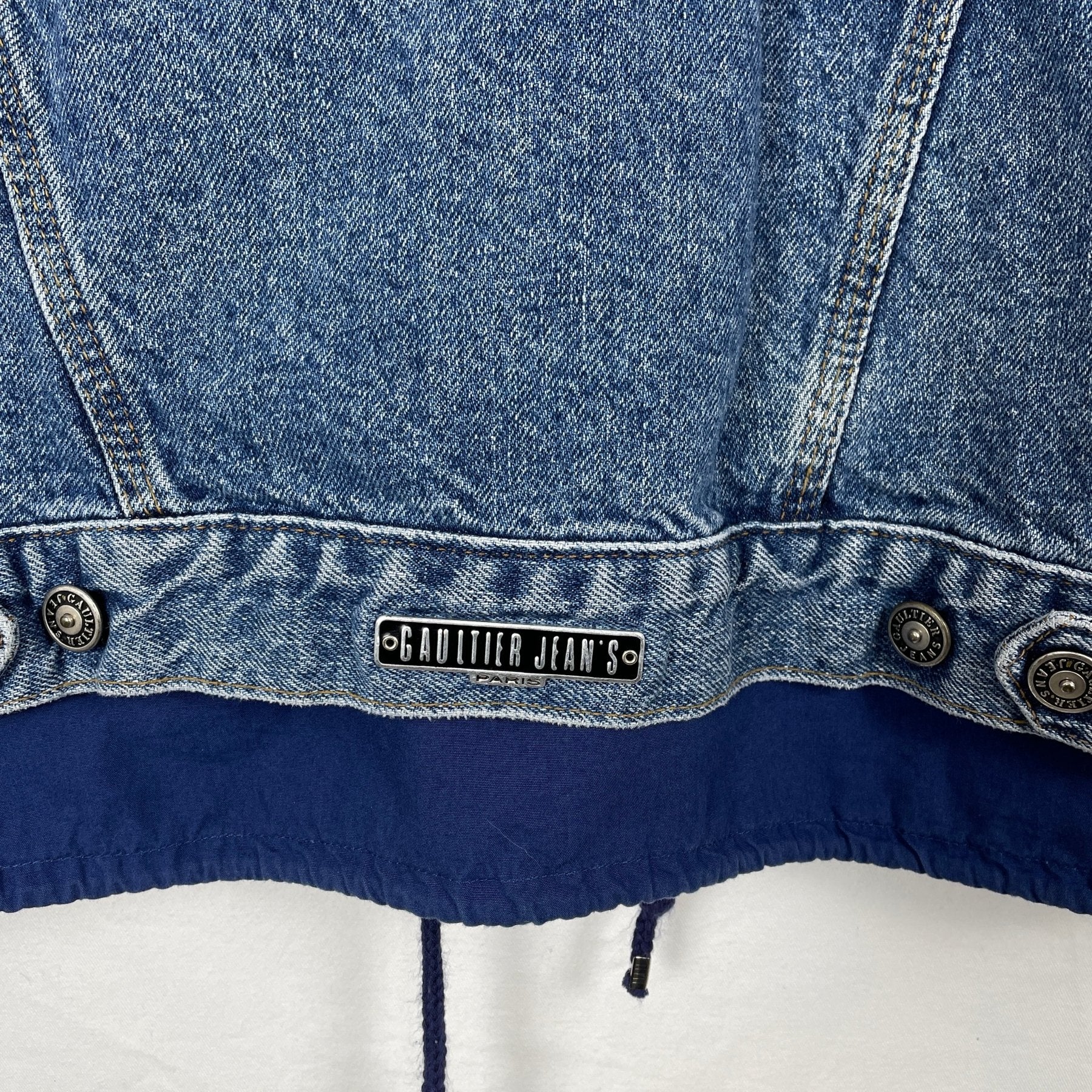 90s Jean Paul Gaultier Fabric Switching Denim Jacket - Image 9