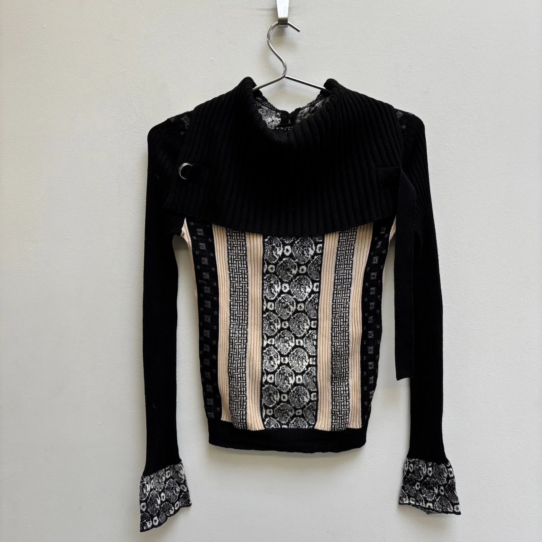 90s Jean Paul Gaultier Maillé Femme Patterned Knit Top - Image 2