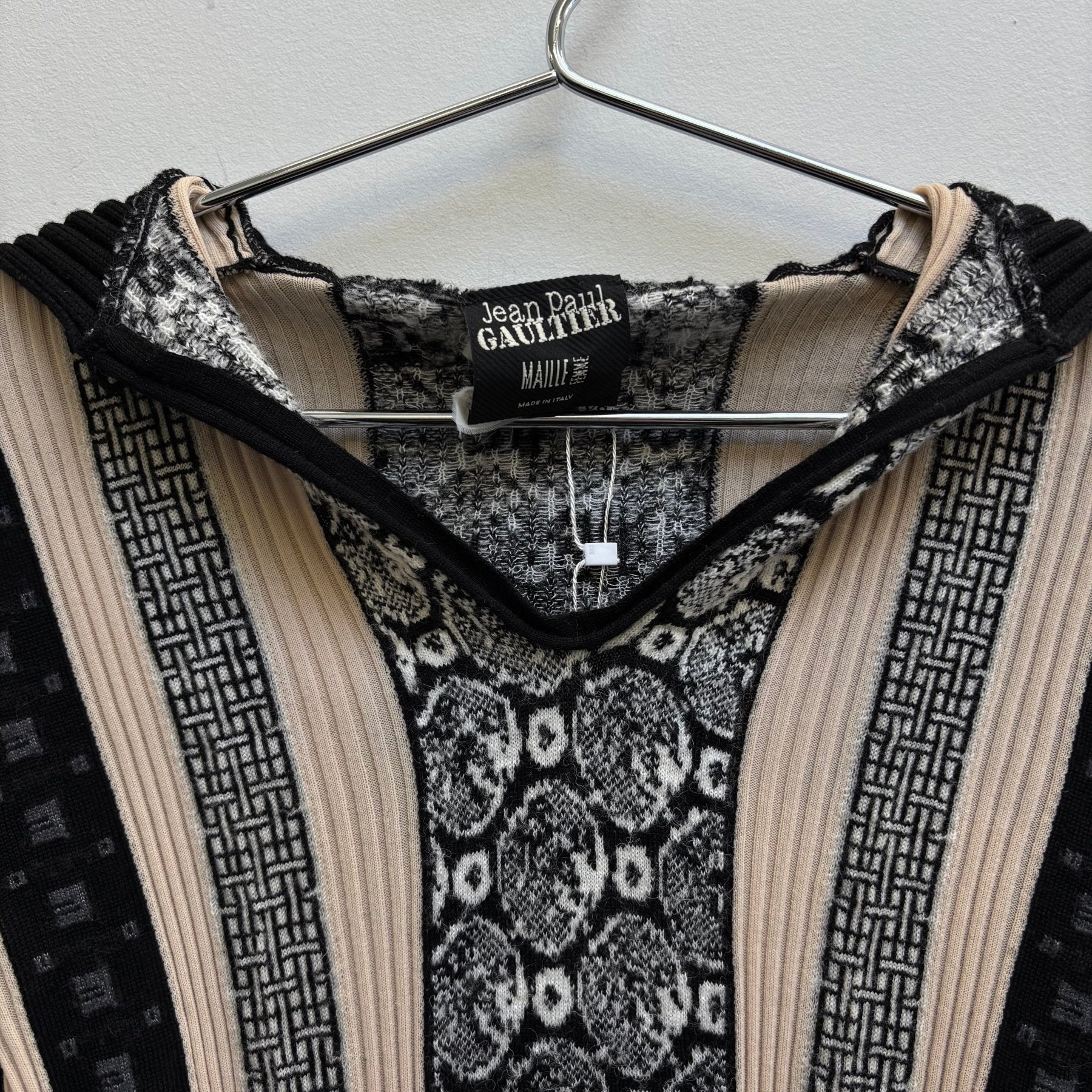 90s Jean Paul Gaultier Maillé Femme Patterned Knit Top - Image 5
