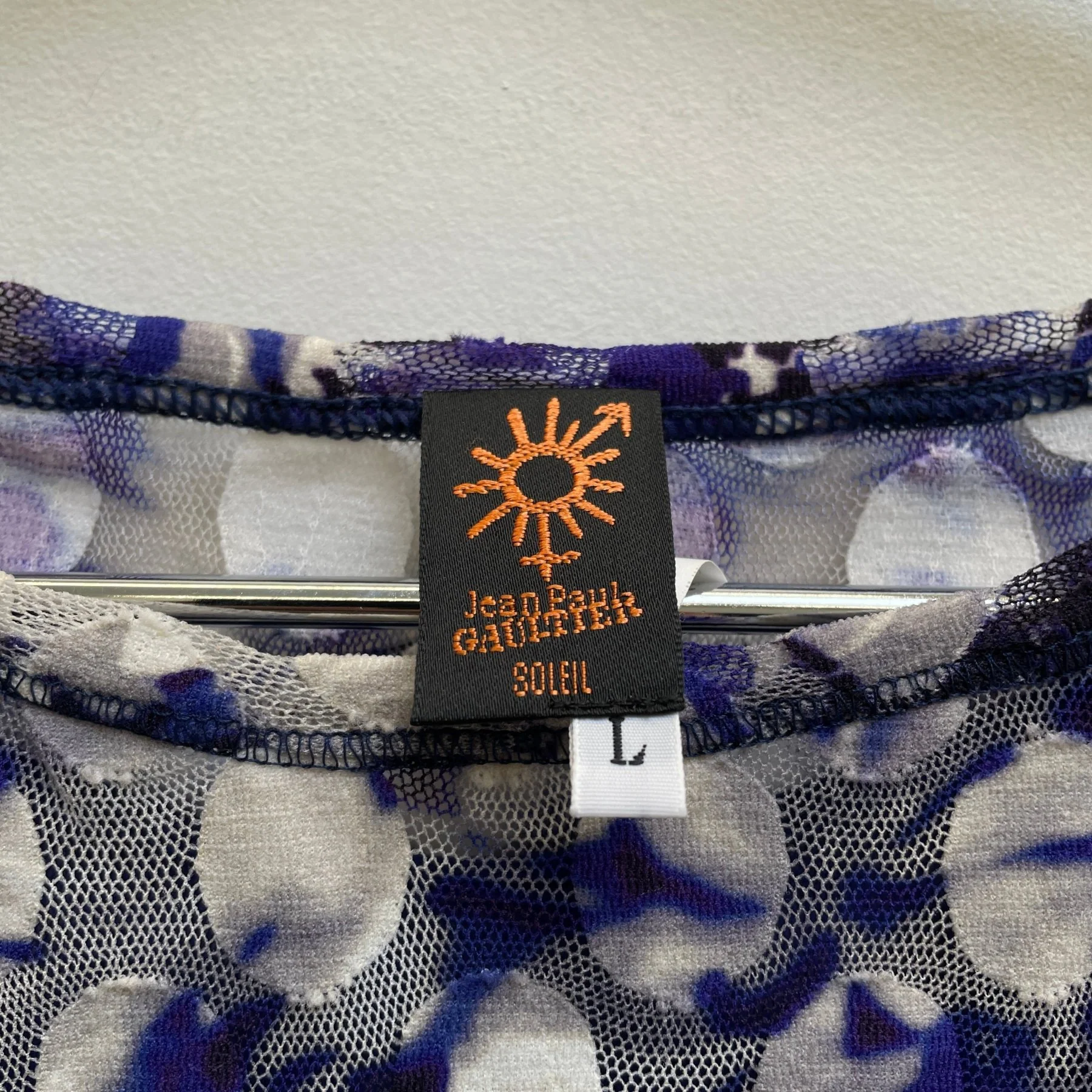 90s Jean Paul Gaultier SOLEIL Patterned Mesh Dress - Image 9