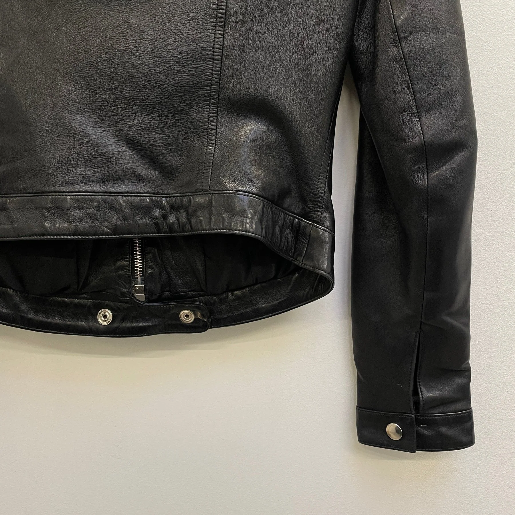 90s Katherine Hammett Leather Cafe Racer Jacket - Image 7