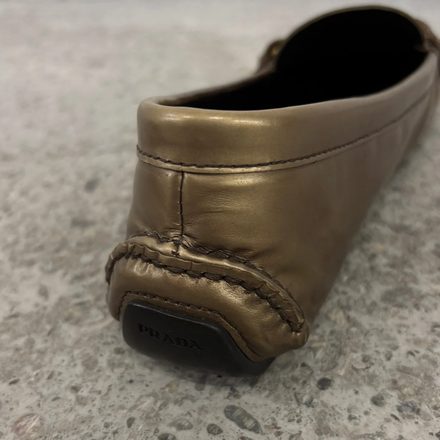 90s Prada Gold Ring Loafers - Image 7