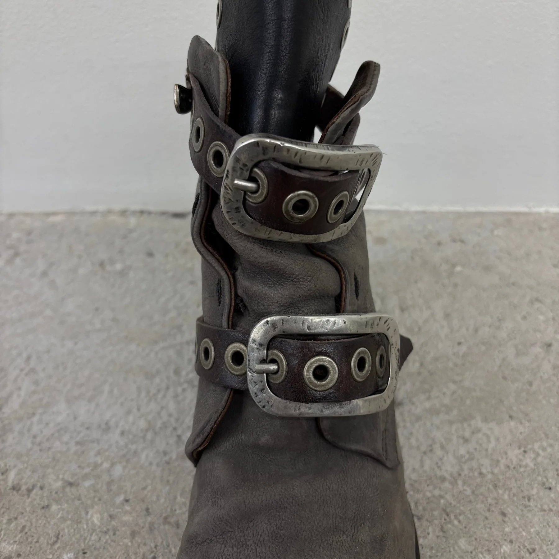 A.S. 98 Grey Buckle Leather Ankle Boots - Image 4